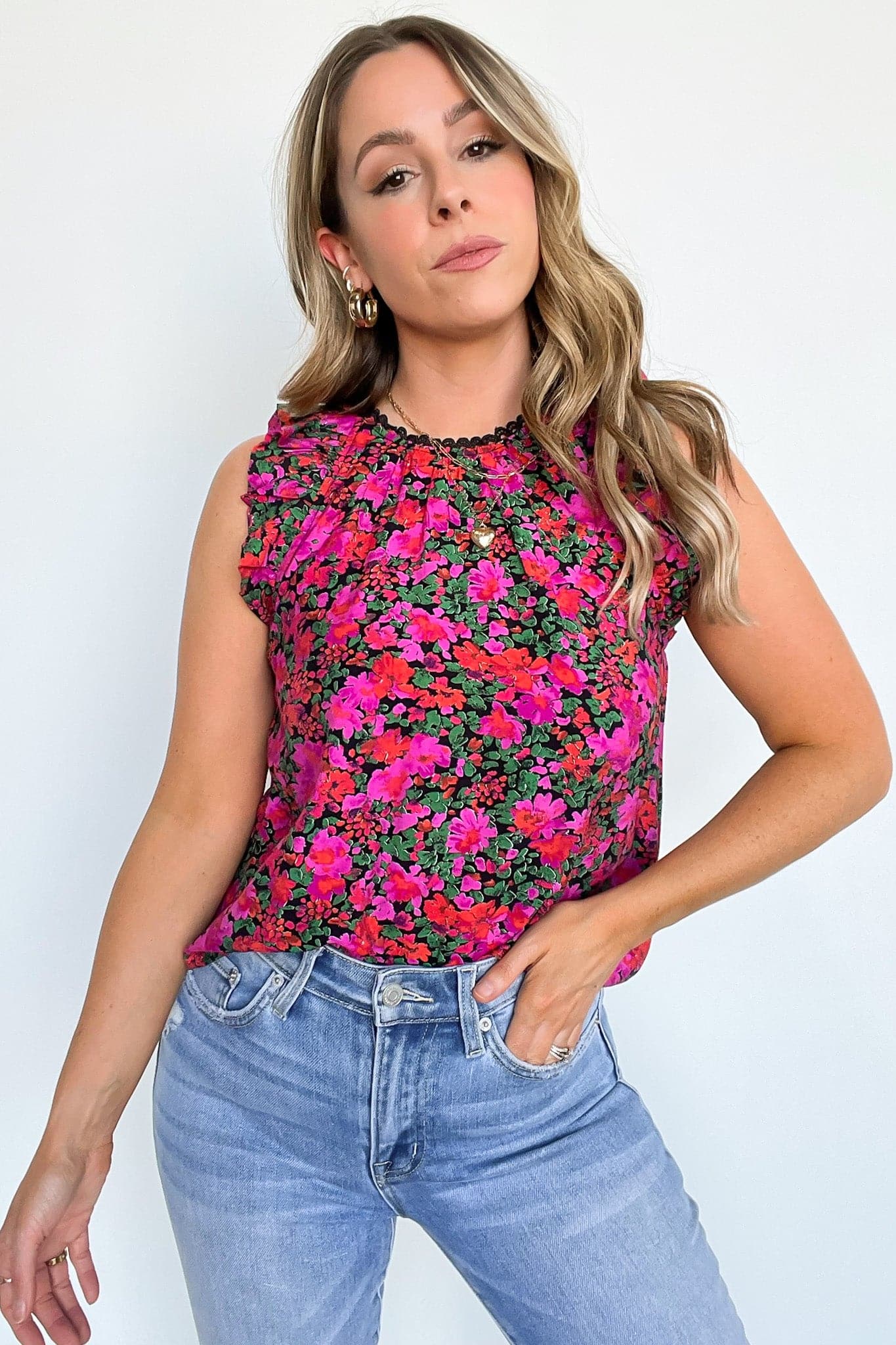  Shelitta Floral Ruffle Sleeve Top - FINAL SALE - Madison and Mallory