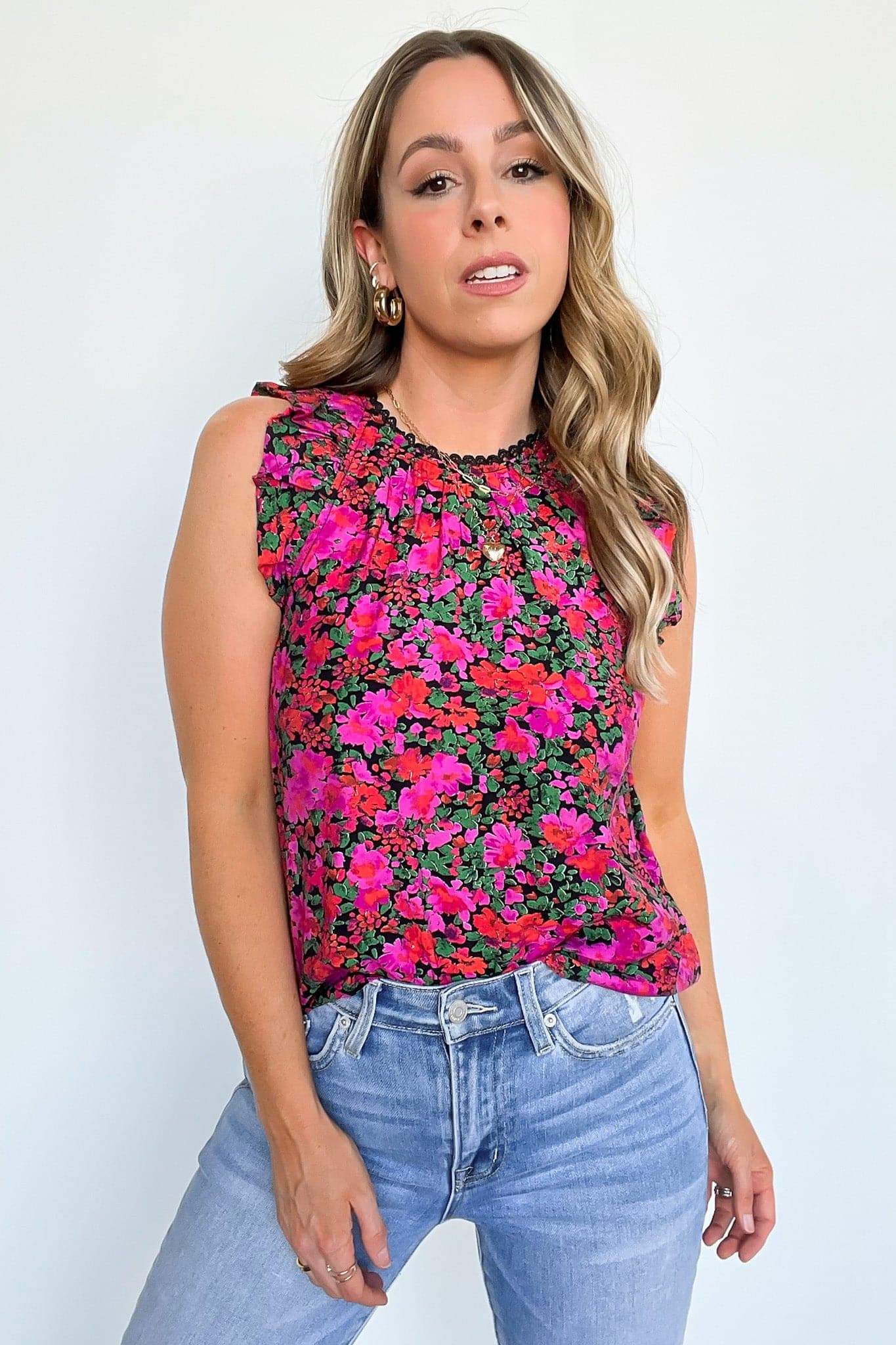  Shelitta Floral Ruffle Sleeve Top - FINAL SALE - Madison and Mallory