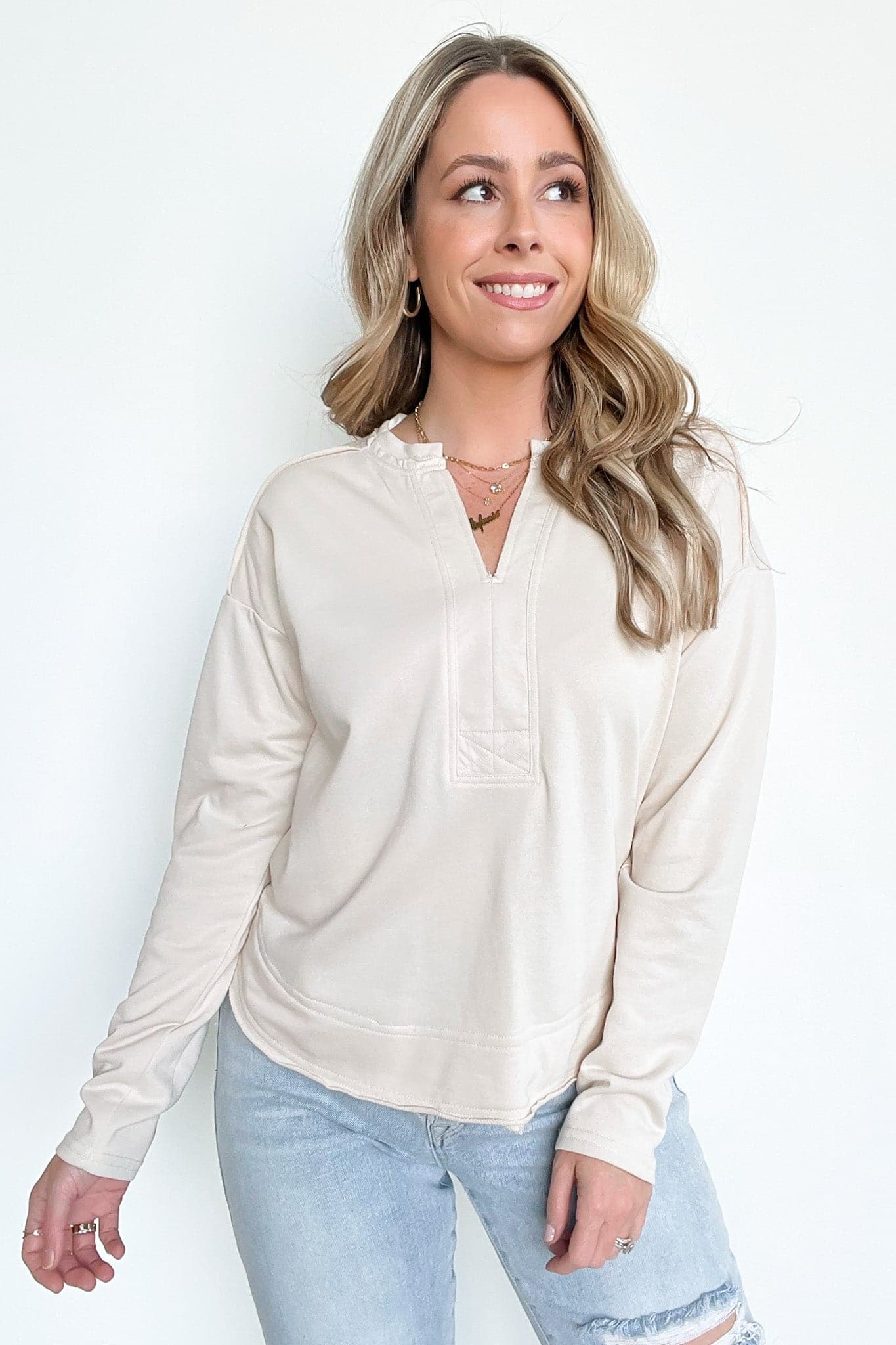  Shiren Raw Edge Knit Top - FINAL SALE - Madison and Mallory