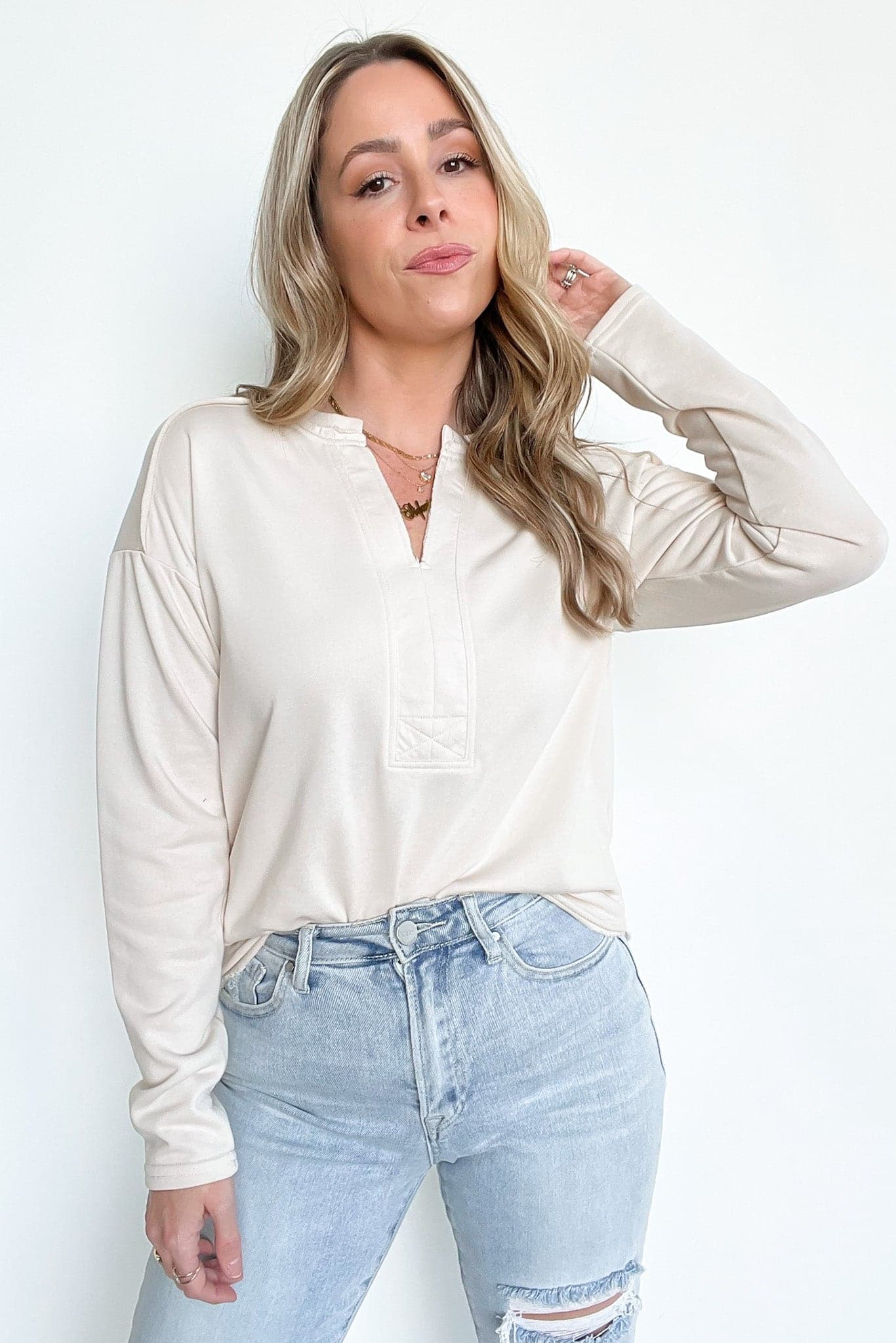  Shiren Raw Edge Knit Top - FINAL SALE - Madison and Mallory