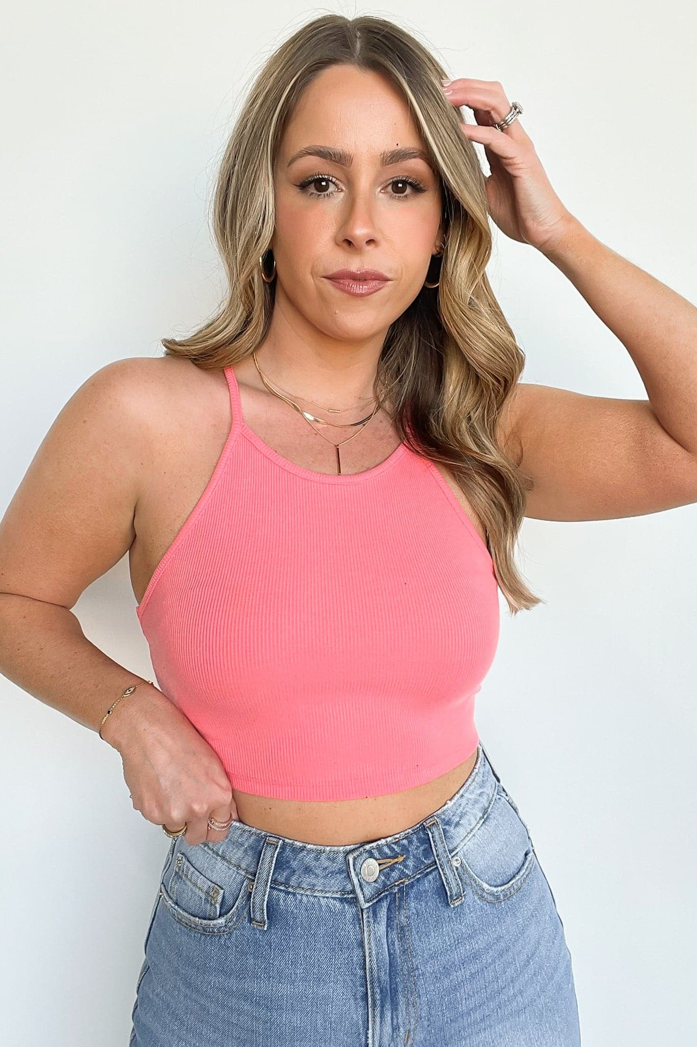  Show You the Ropes Ribbed Halter Neck Cropped Tank Top - FINAL SALE - Madison and Mallory