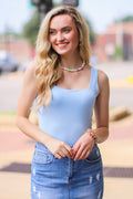 Light Blue / S Sightsee Square Neck Bodysuit - FINAL SALE - Madison and Mallory