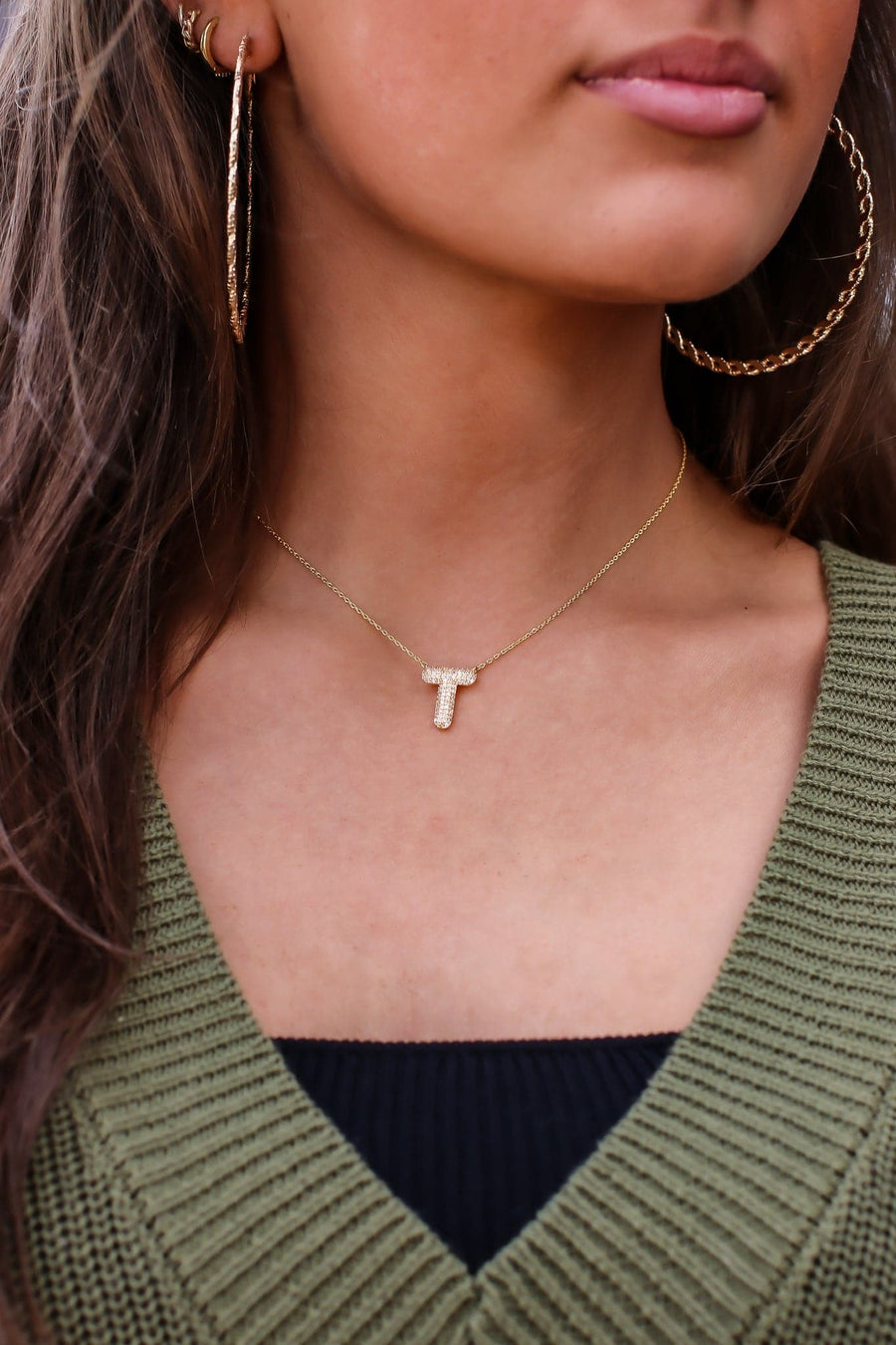 T So Personal Crystal Initial Necklace - Madison and Mallory