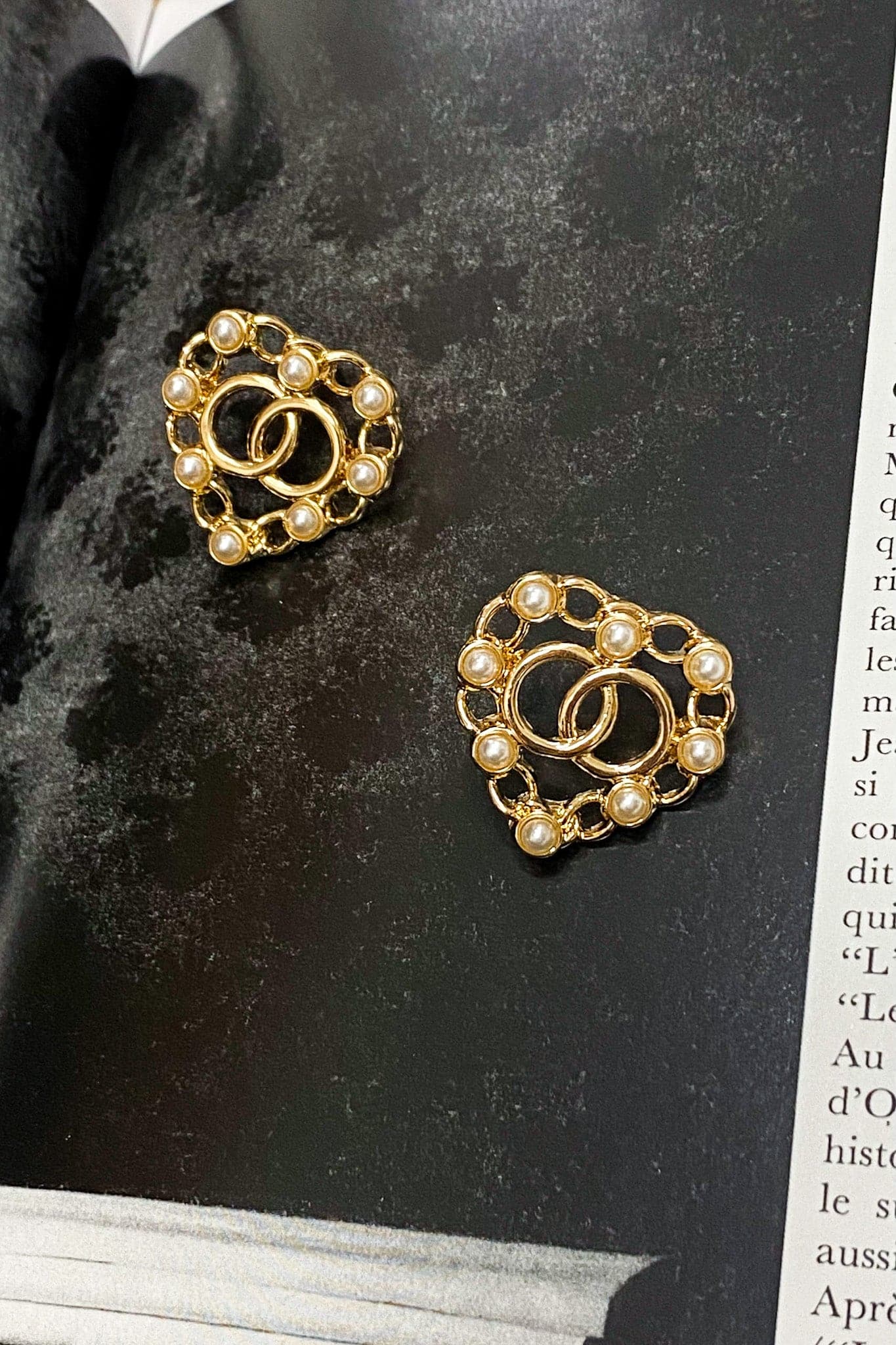Pearl So Timeless Pearl Double Circle Heart Earrings - Madison and Mallory