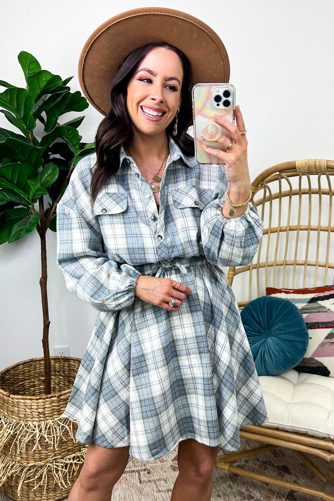  Stacyann Button Down Plaid Flare Dress - FINAL SALE - Madison and Mallory