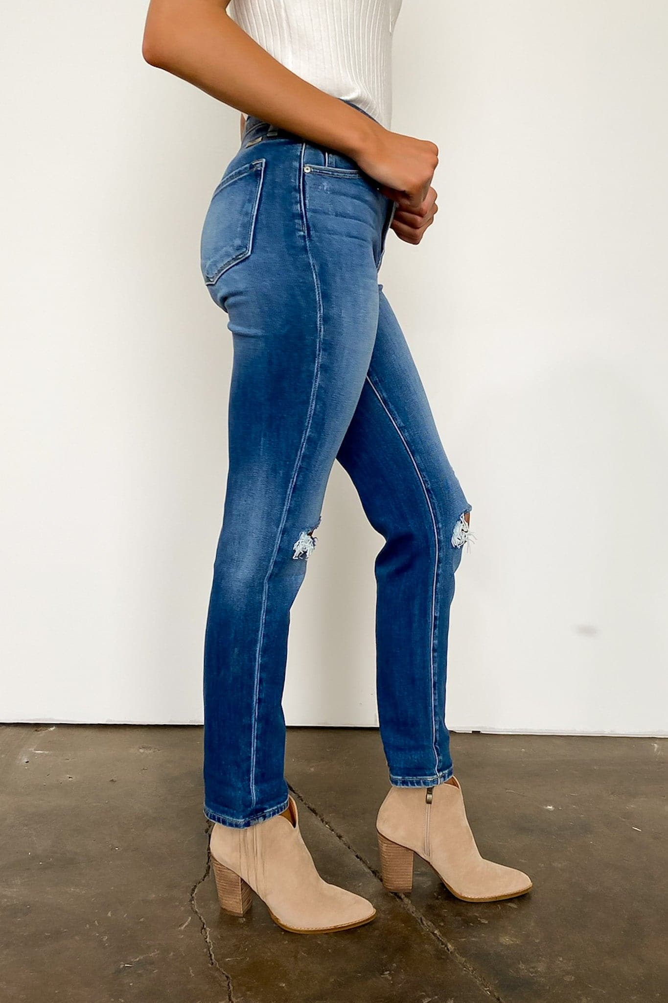  Steffen High Rise Distressed Straight Leg Jeans - Madison and Mallory
