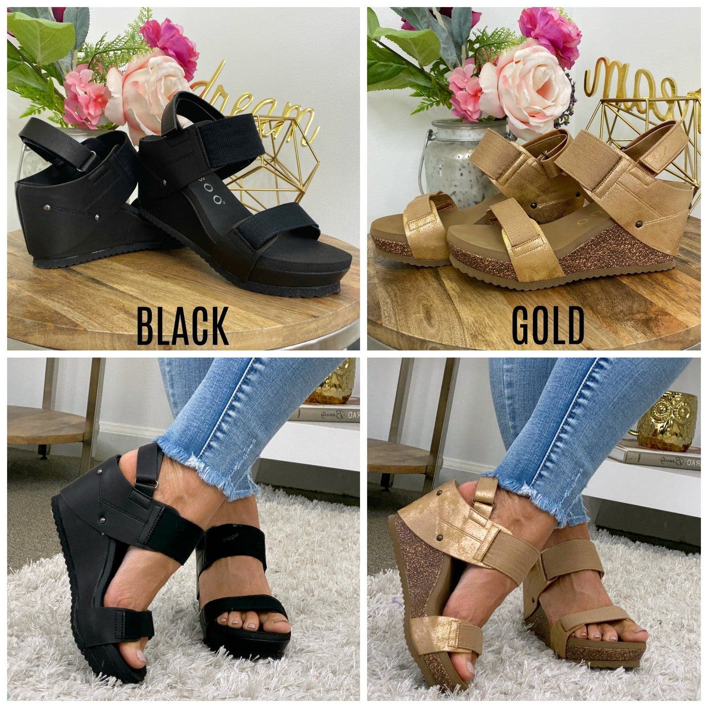  Step on It Elastic Strap Wedges - FINAL SALE - Madison and Mallory