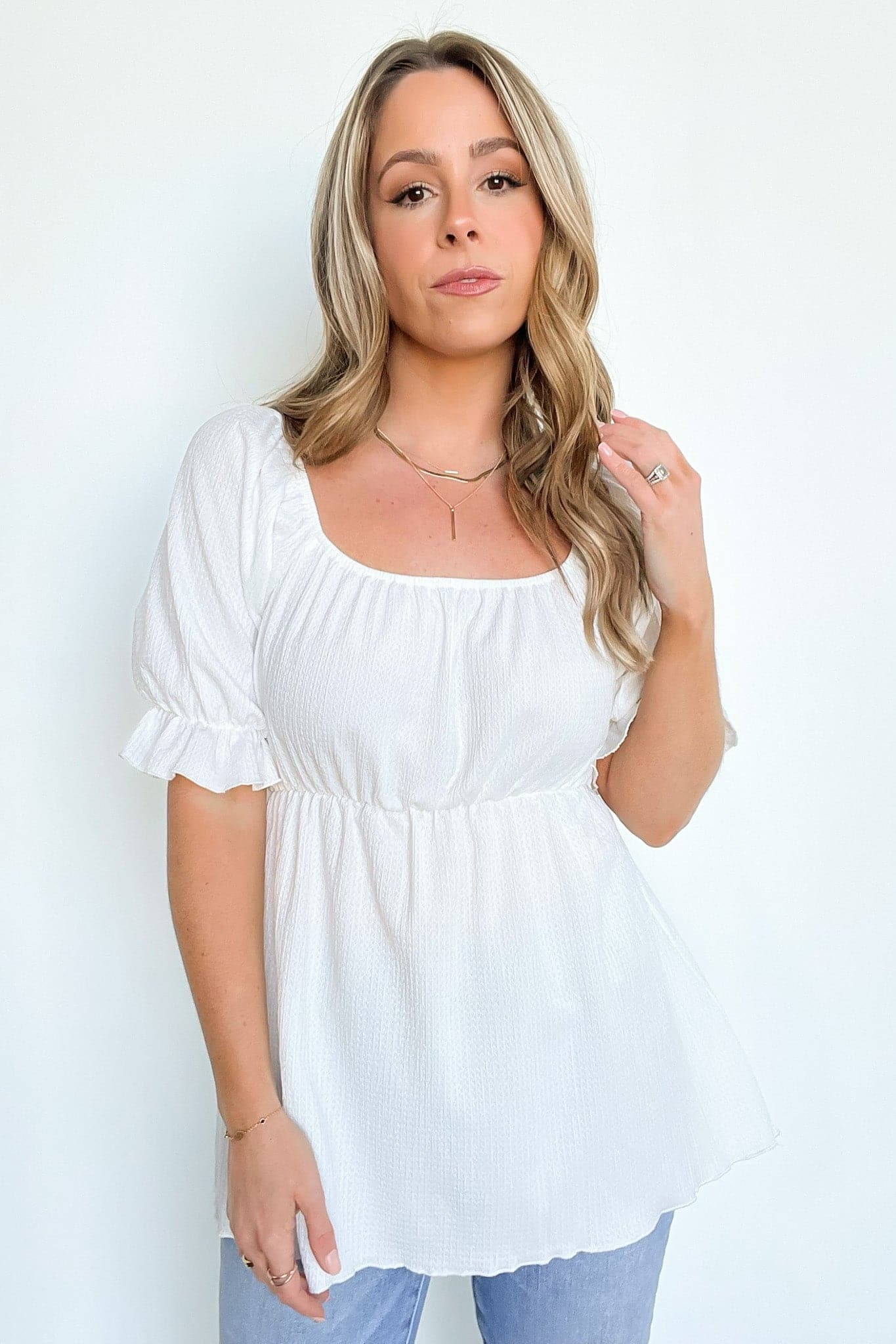  Step into Daylight Square Neck Babydoll Top - FINAL SALE - Madison and Mallory