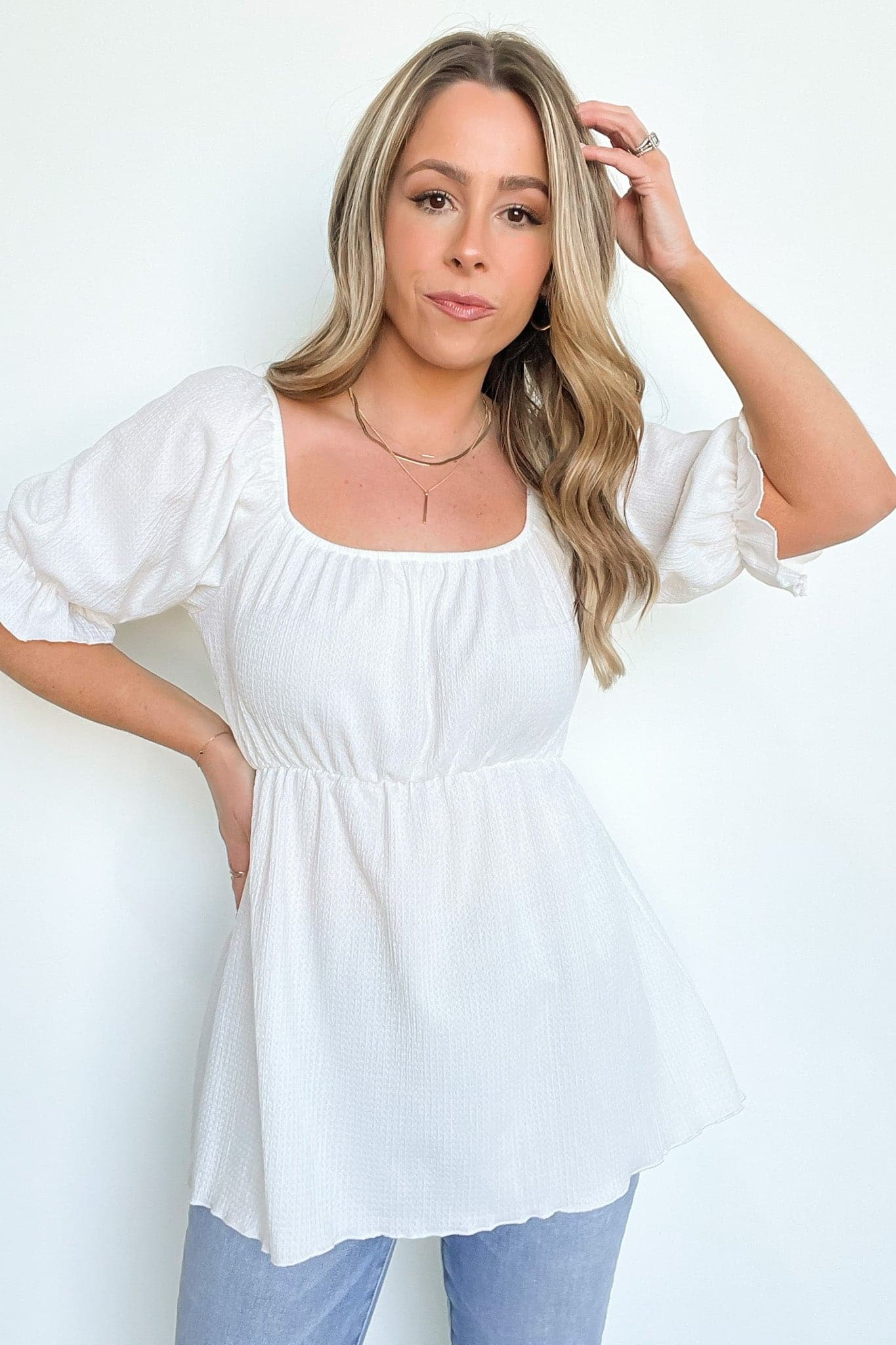  Step into Daylight Square Neck Babydoll Top - FINAL SALE - Madison and Mallory