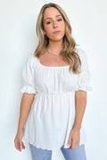Off White / S Step into Daylight Square Neck Babydoll Top - FINAL SALE - Madison and Mallory
