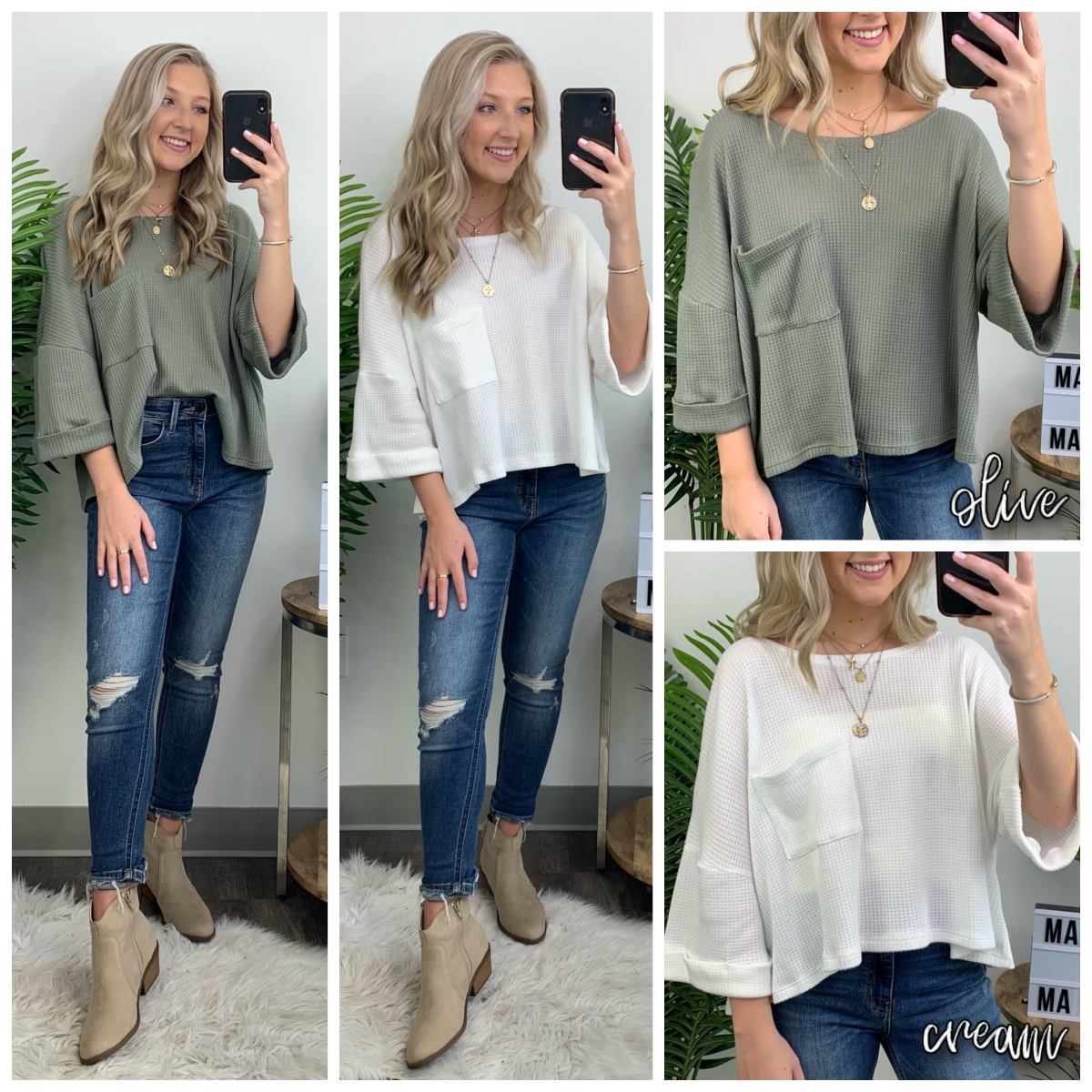  Sterlington Relaxed Waffle Knit Pocket Top - Madison and Mallory