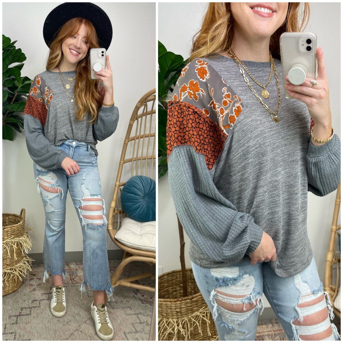  Stirring Memories Floral Contrast Top - Madison and Mallory