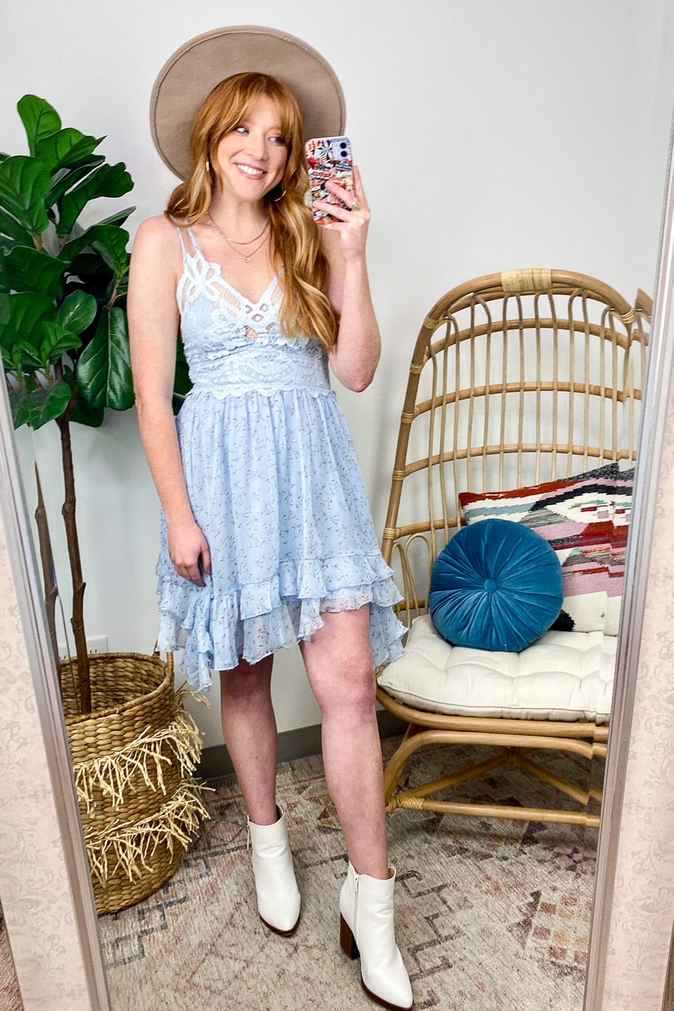 Blue / S Stolen Moments Floral Lace Fit and Flare Dress - FINAL SALE - Madison and Mallory
