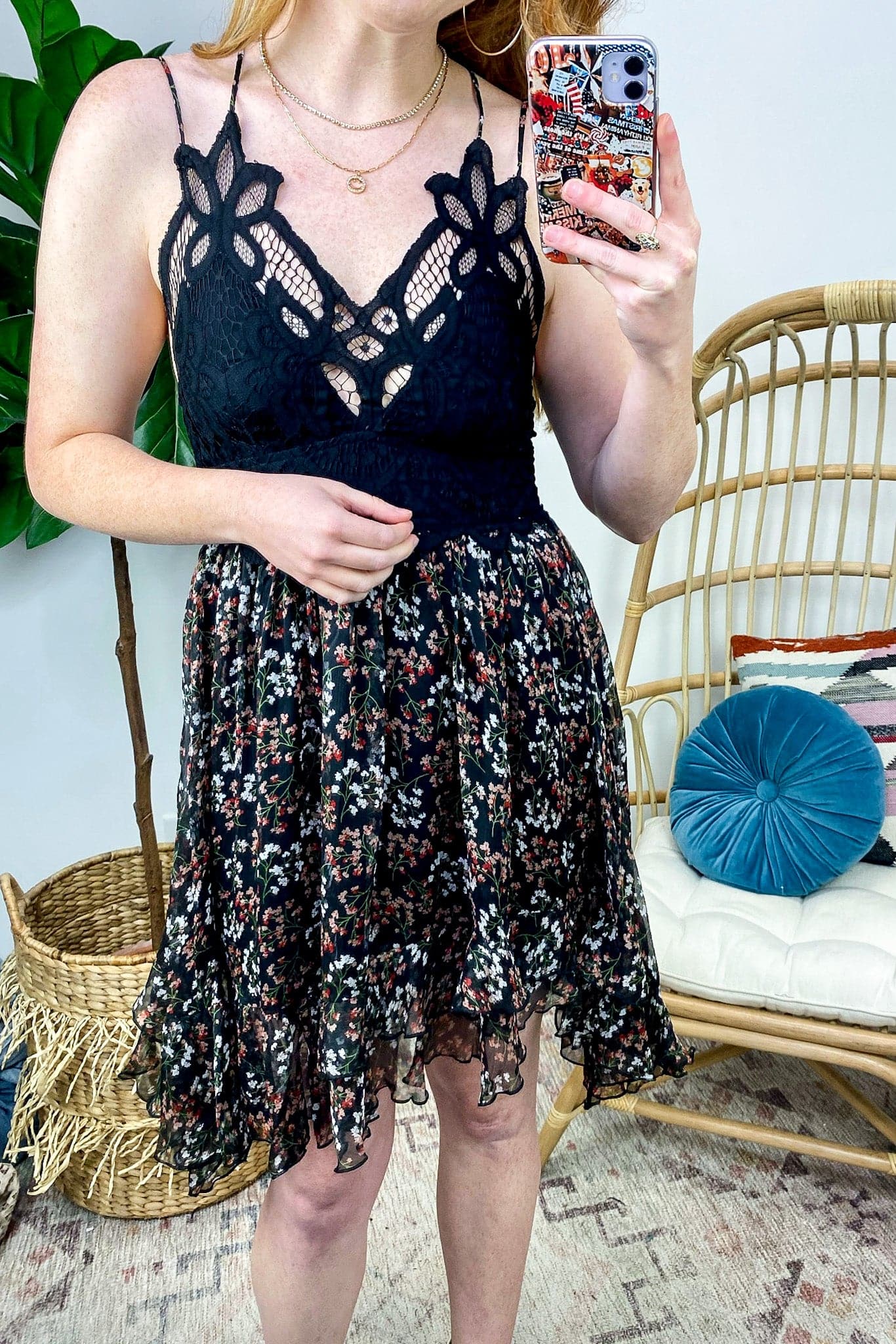 Black / S Stolen Moments Floral Lace Fit and Flare Dress - FINAL SALE - Madison and Mallory