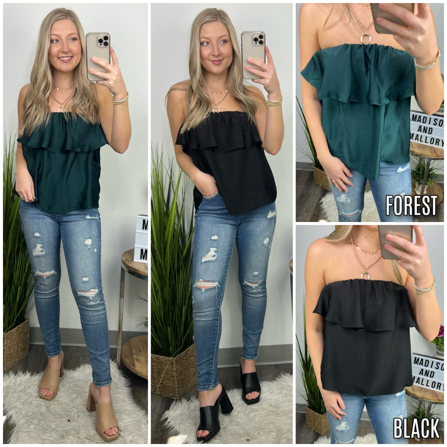 Stun and Only Ruffle Satin Top - FINAL SALE - Madison and Mallory