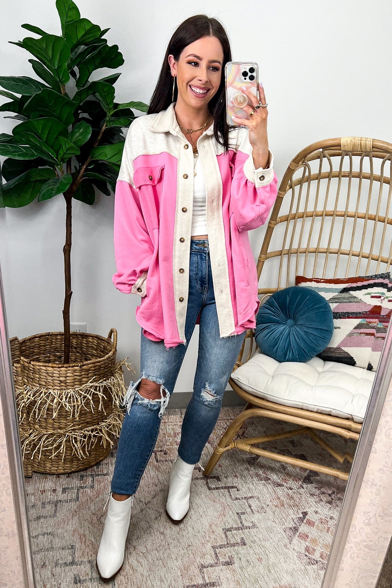  Style Starter Color Block Oversized Shacket - FINAL SALE - Madison and Mallory