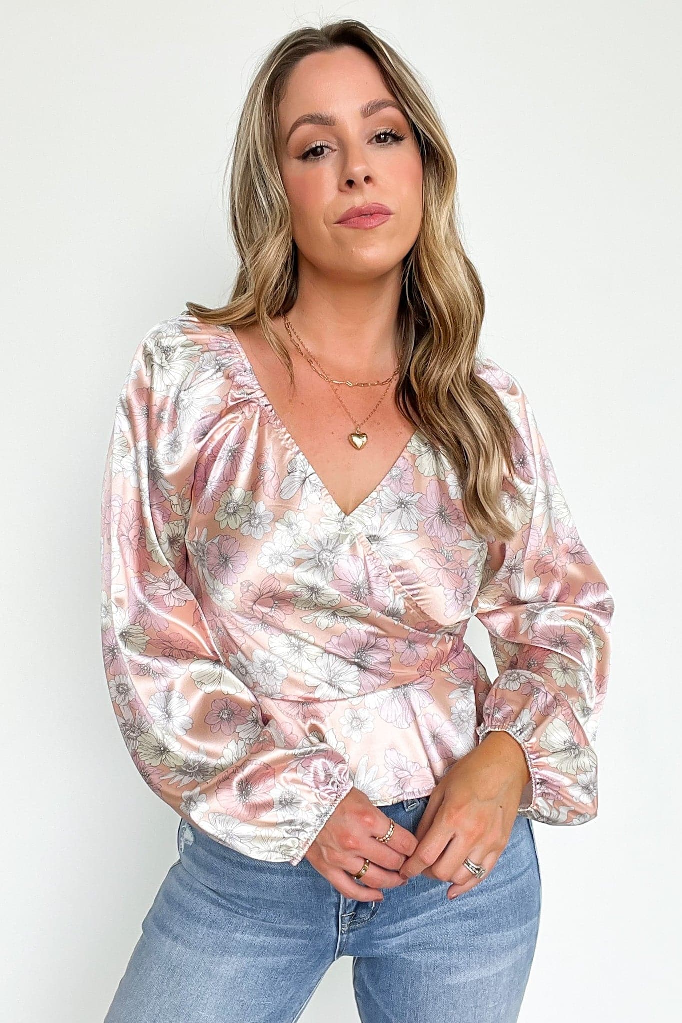pink floral peplum top
