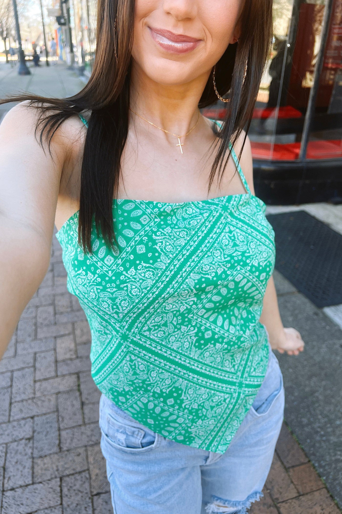 S / Green Summer Solstice Bandana Style Tank Top - FINAL SALE - Madison and Mallory