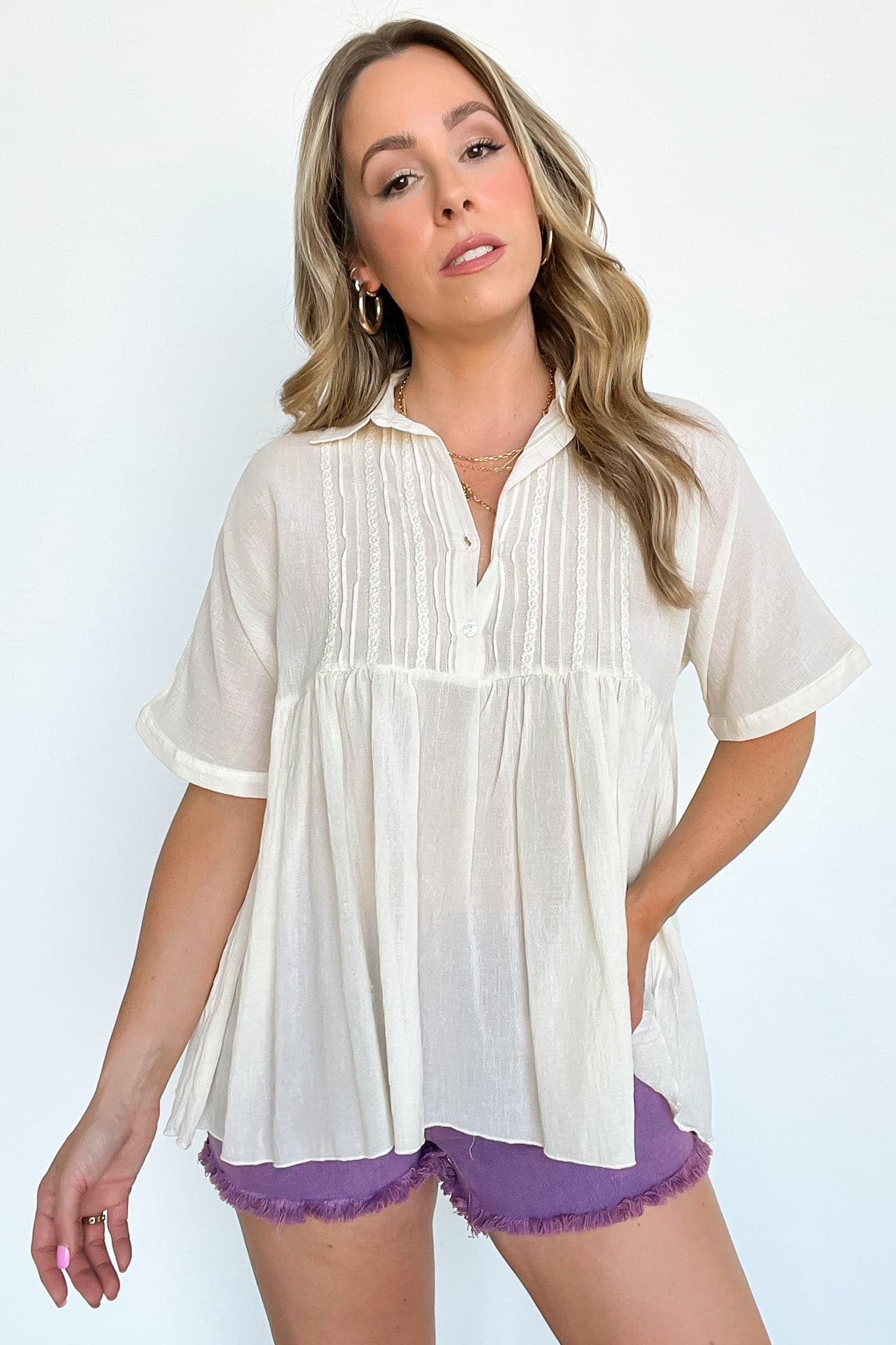  Summertime Inspiration Button Down Flowy Top - FINAL SALE - Madison and Mallory