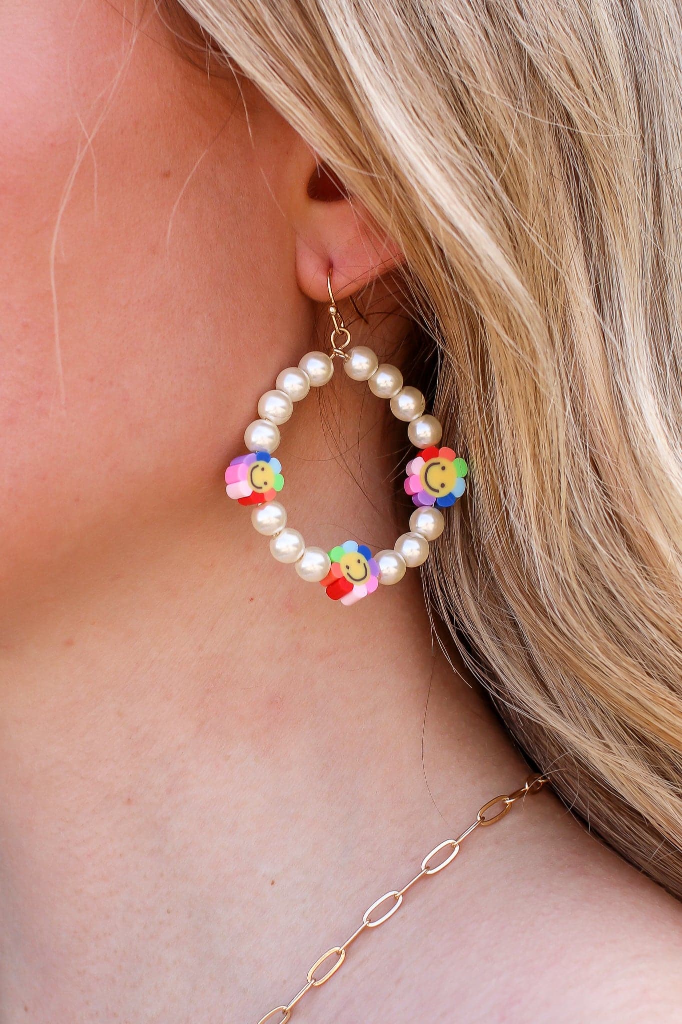 Multi Sunny Day Beaded Daisy Smile Earrings - Madison and Mallory