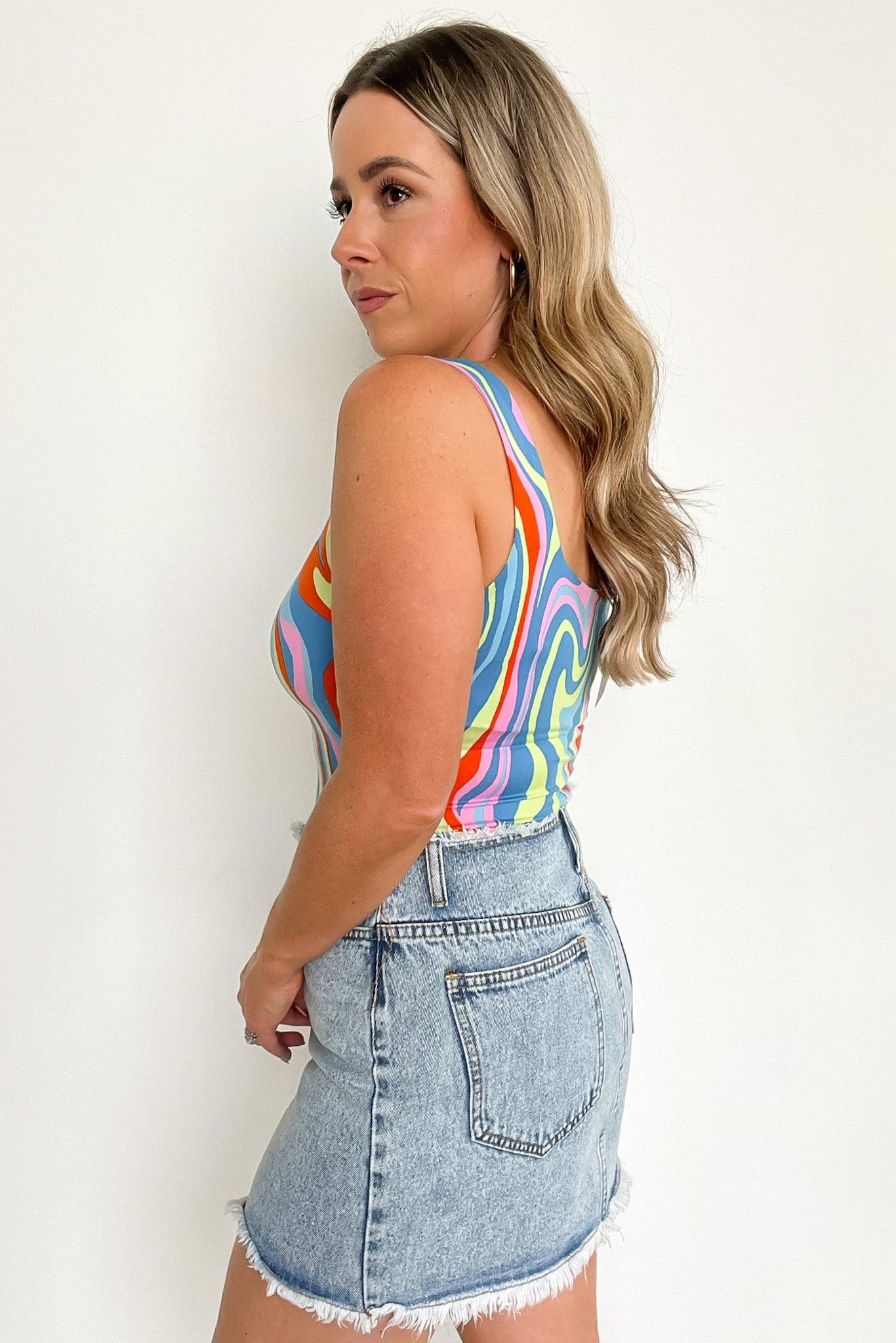  Sunny Festival Abstract Multi Print Bodysuit - FINAL SALE - Madison and Mallory