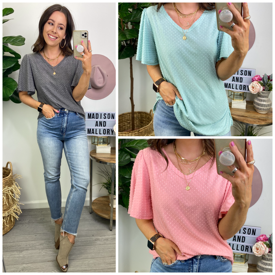 Sweet Solitude Relaxed Fit Swiss Dot Top - FINAL SALE - Madison and Mallory