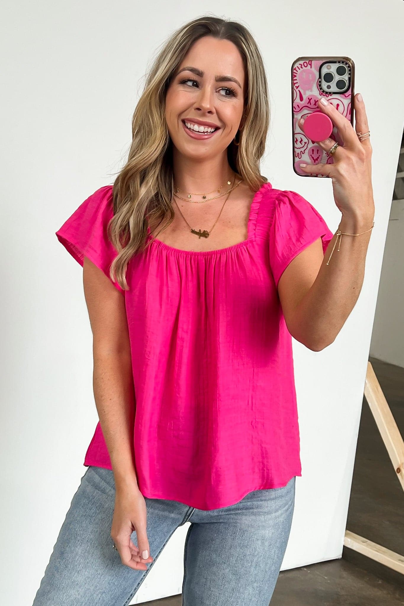  Sweet Whispers Flutter Sleeve Flowy Top - FINAL SALE - Madison and Mallory
