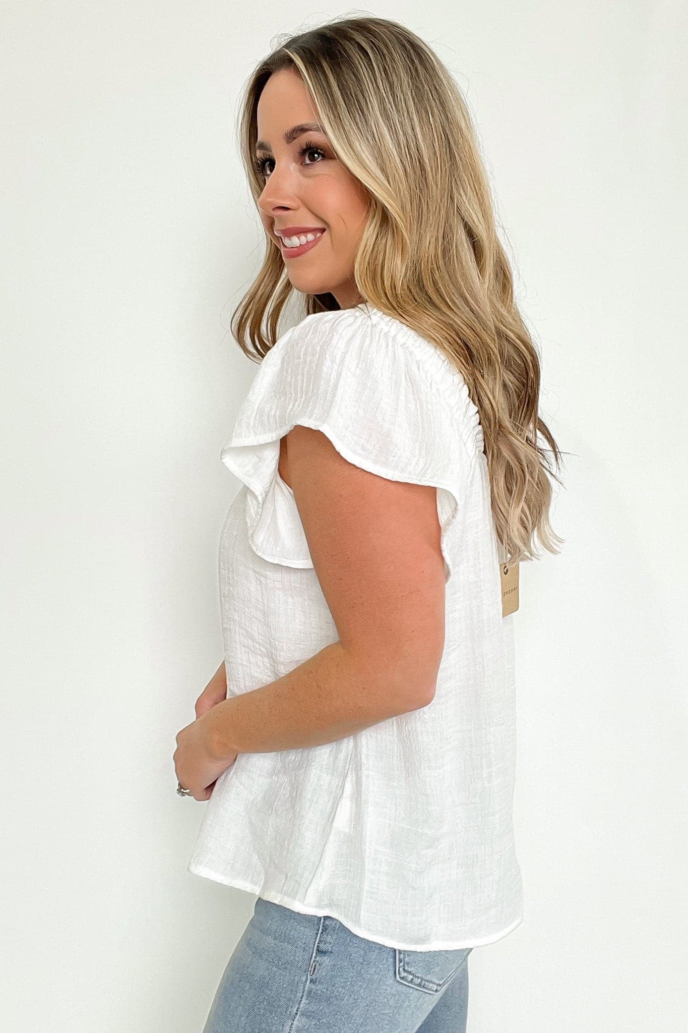  Sweet Whispers Flutter Sleeve Flowy Top - FINAL SALE - Madison and Mallory