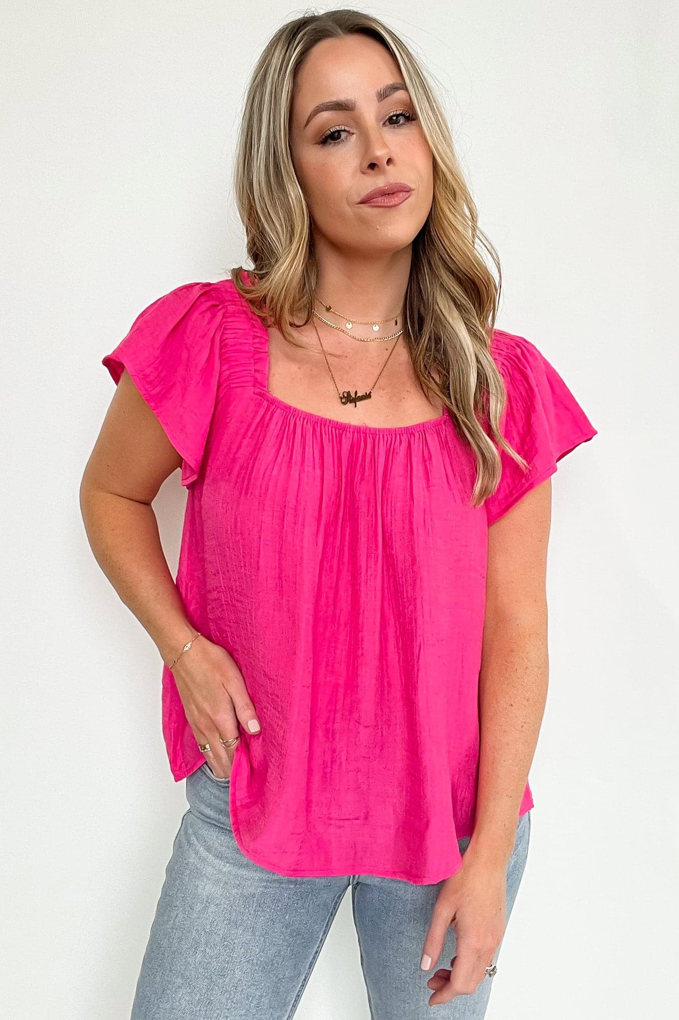  Sweet Whispers Flutter Sleeve Flowy Top - FINAL SALE - Madison and Mallory
