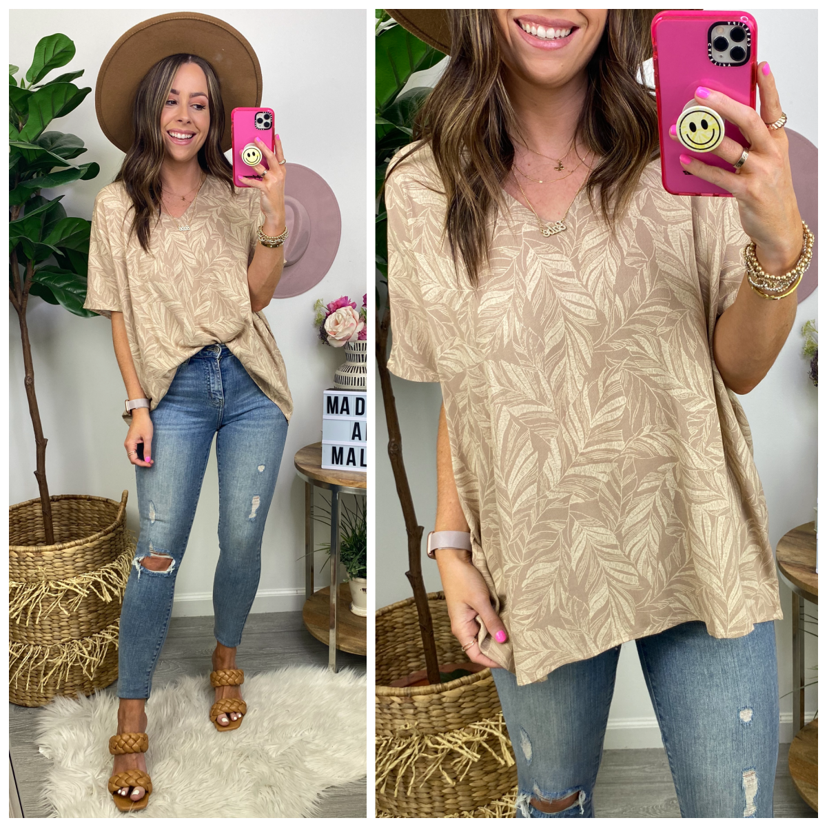  Swift Movements V-Neck Printed Top - Madison and Mallory