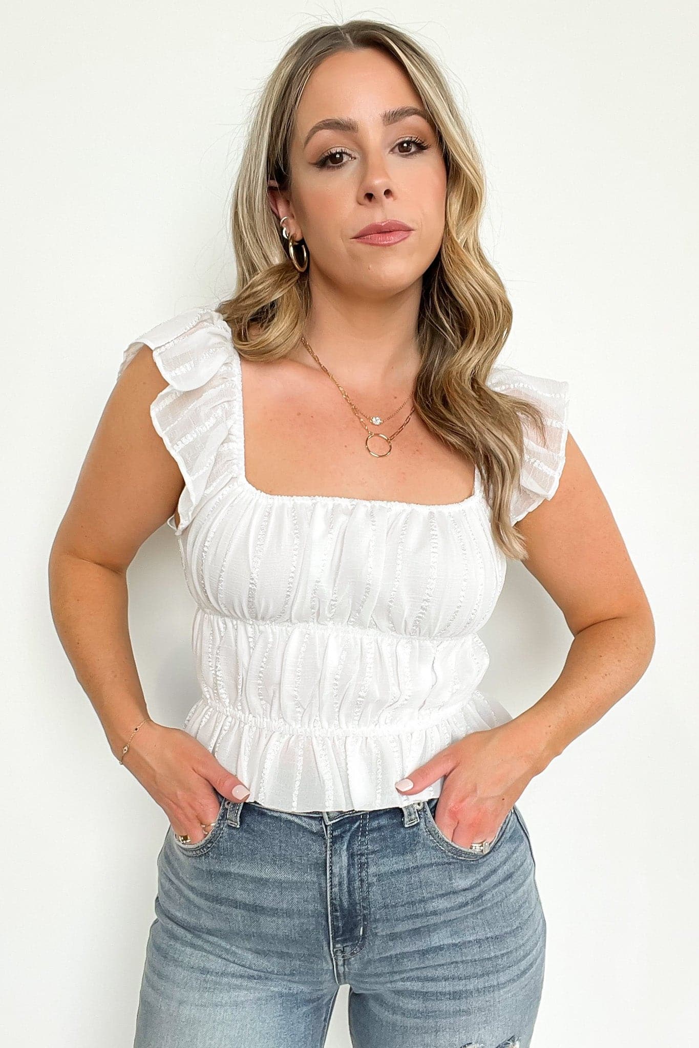  Taverah Square Neck Smocked Top - FINAL SALE - Madison and Mallory