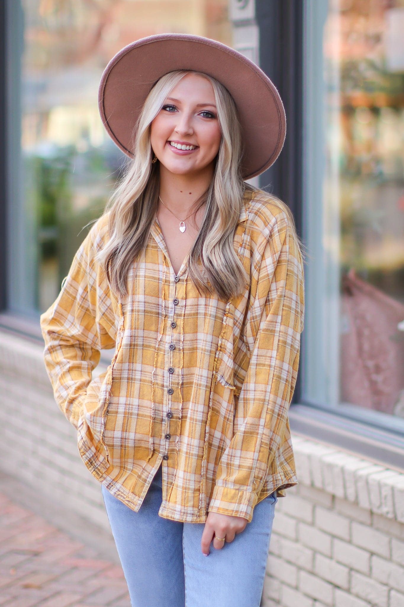  Taylee Relaxed Plaid Raw Edge Top - FINAL SALE - Madison and Mallory