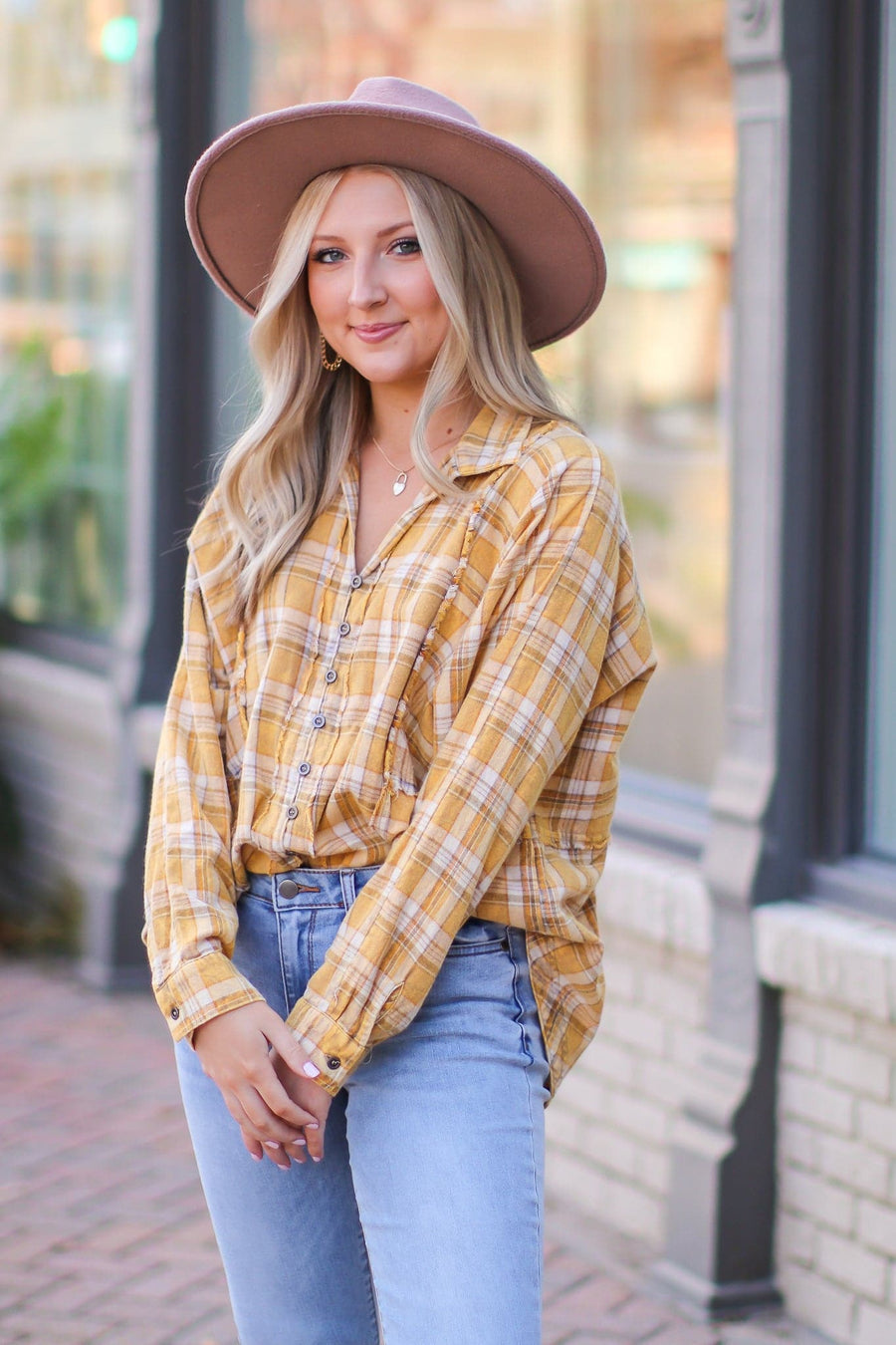  Taylee Relaxed Plaid Raw Edge Top - FINAL SALE - Madison and Mallory