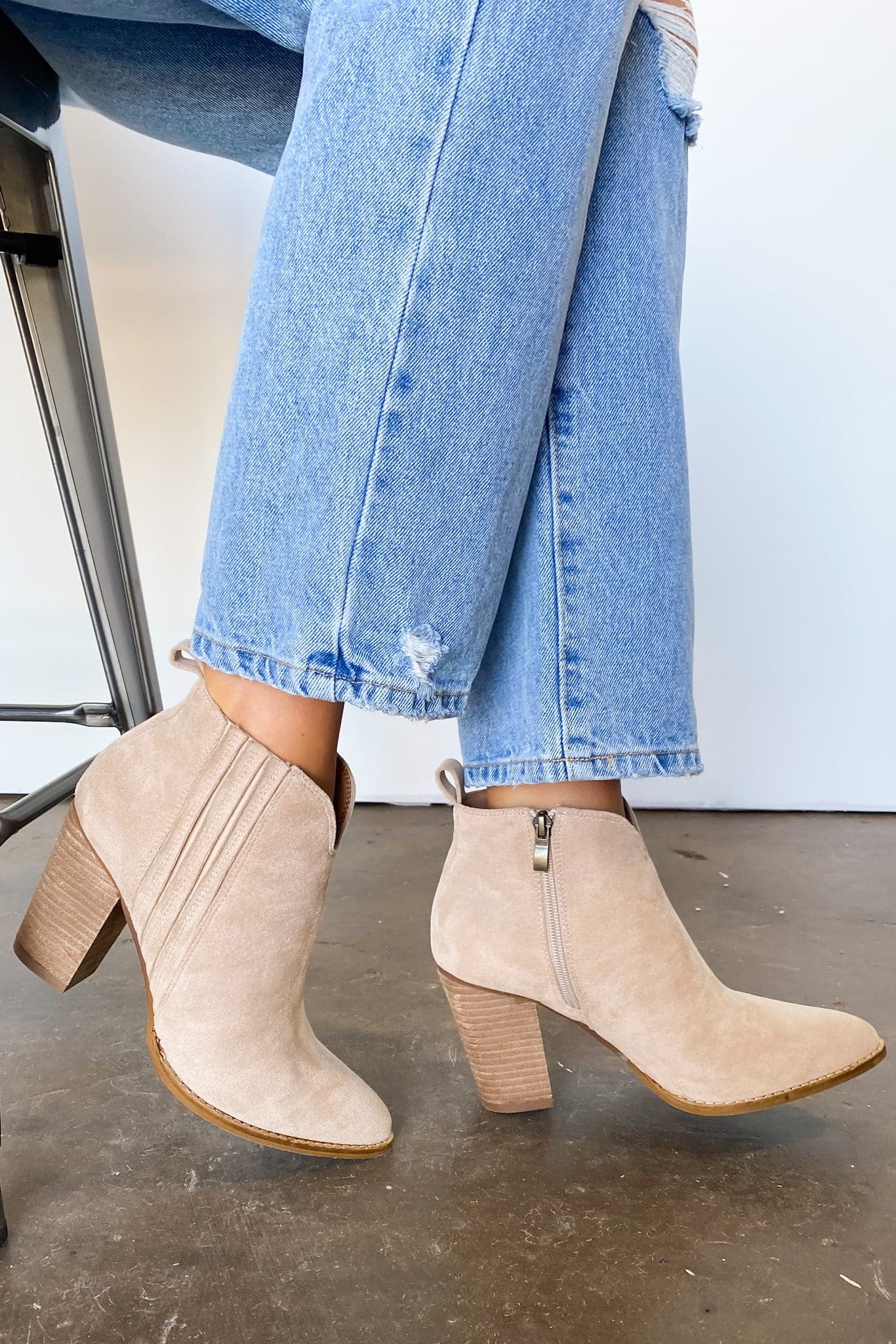  Taytum Faux Suede Heeled Bootie - Madison and Mallory