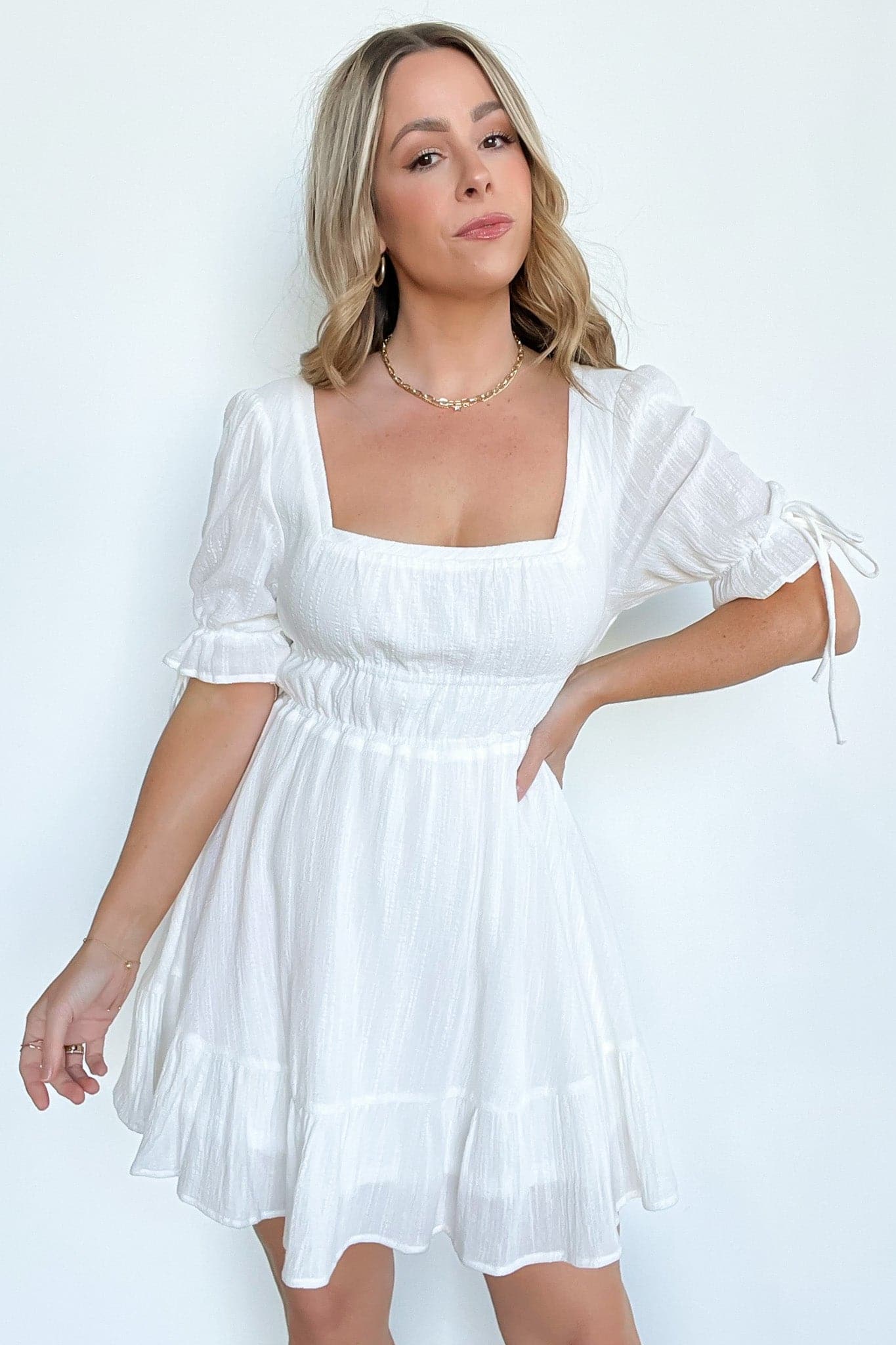  Thinking Sweetly Square Neck Tiered Peasant Dress - FINAL SALE - Madison and Mallory
