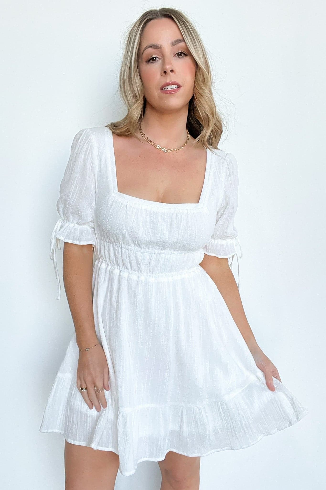  Thinking Sweetly Square Neck Tiered Peasant Dress - FINAL SALE - Madison and Mallory