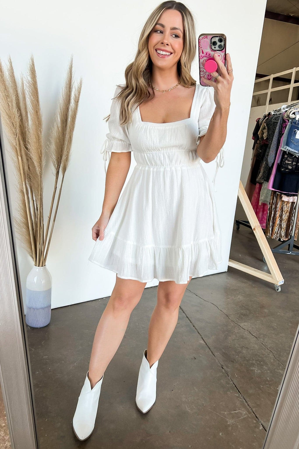  Thinking Sweetly Square Neck Tiered Peasant Dress - FINAL SALE - Madison and Mallory