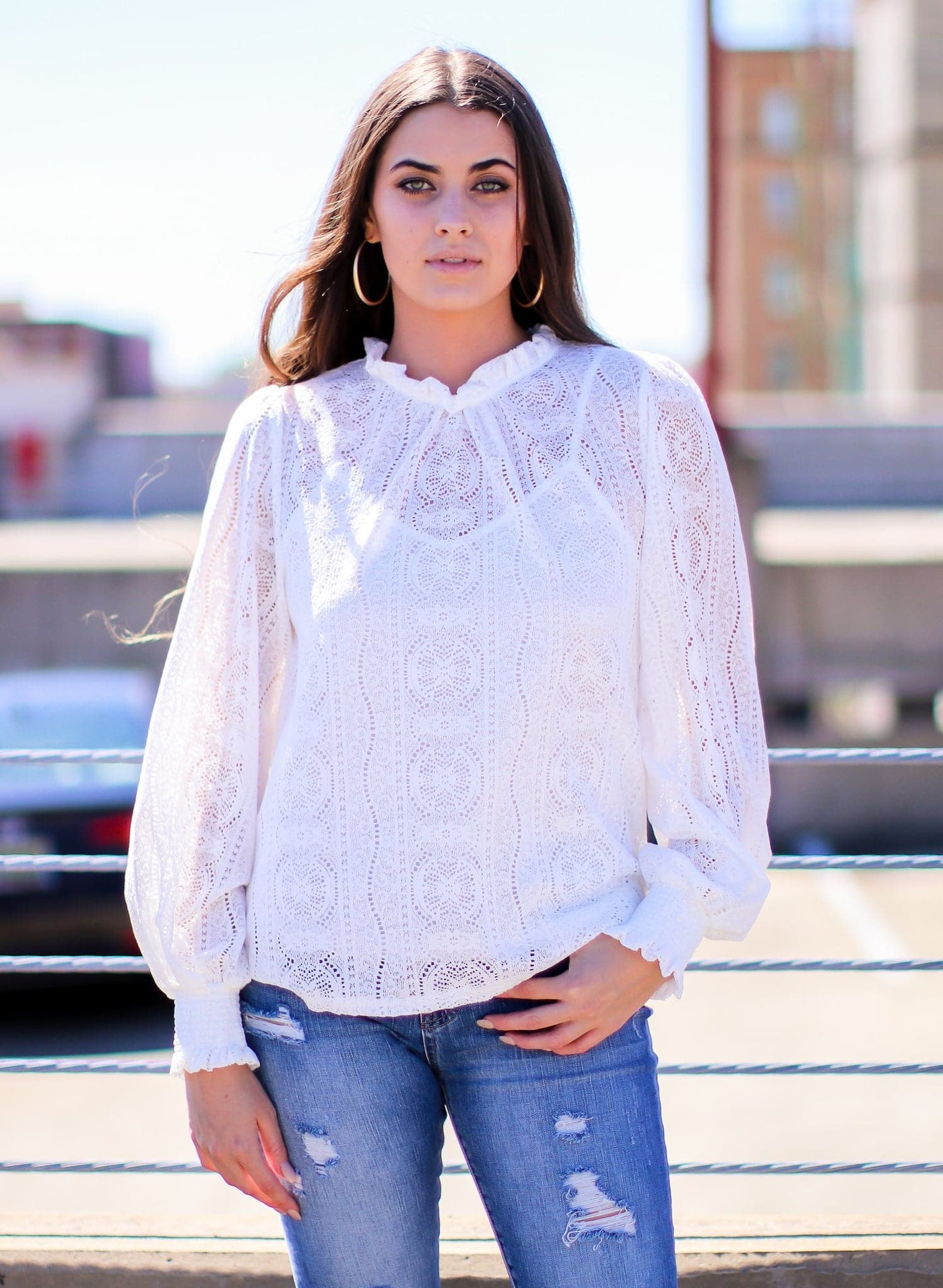  Thoughts of You High Neck Lace Top - FINAL SALE - Madison and Mallory