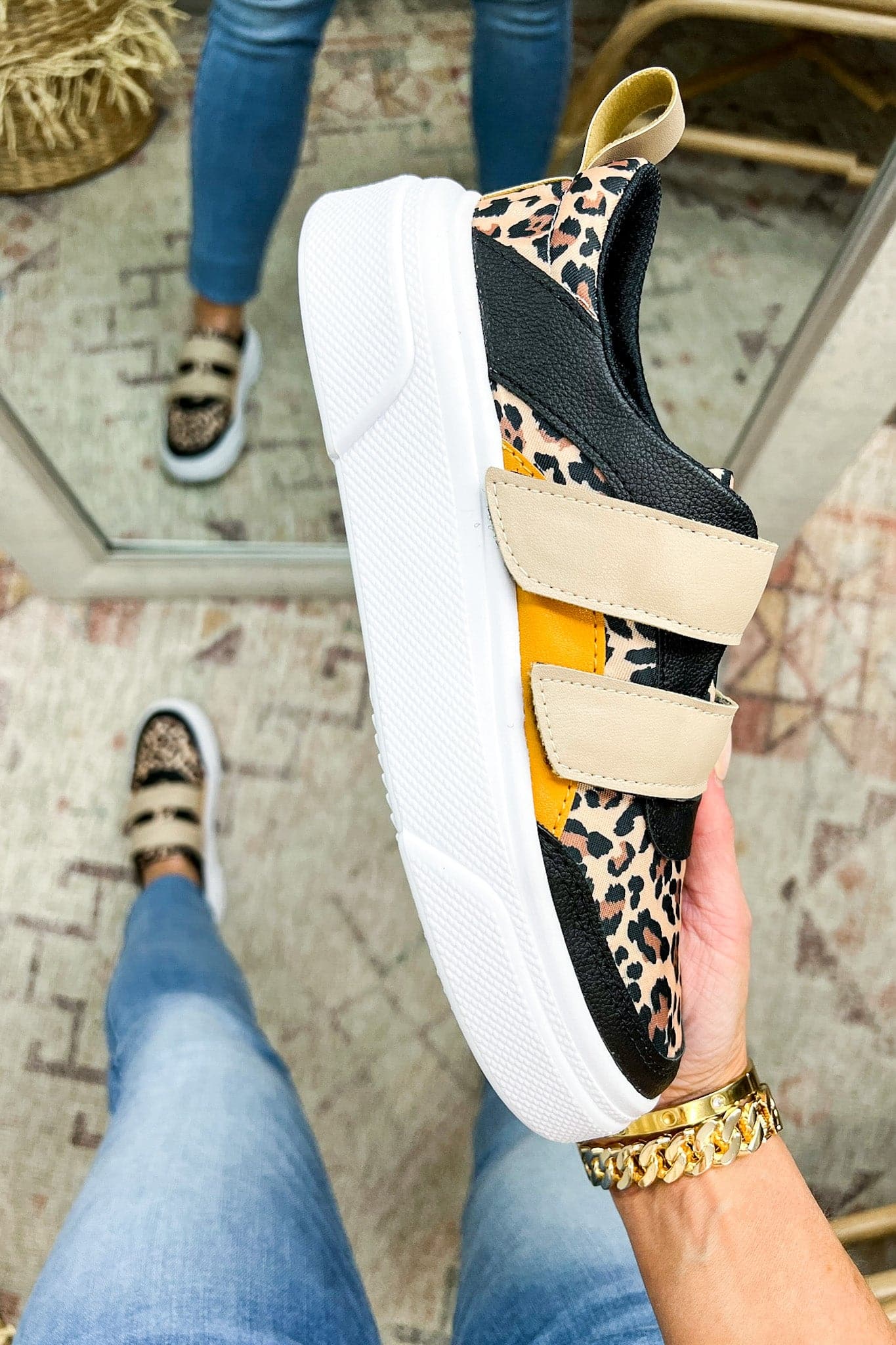 Thriving Moment Animal Print Velcro Strap Sneakers - FINAL SALE