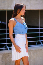  Tie it With Me Chambray Bow Crop Top - FINAL SALE - Madison and Mallory