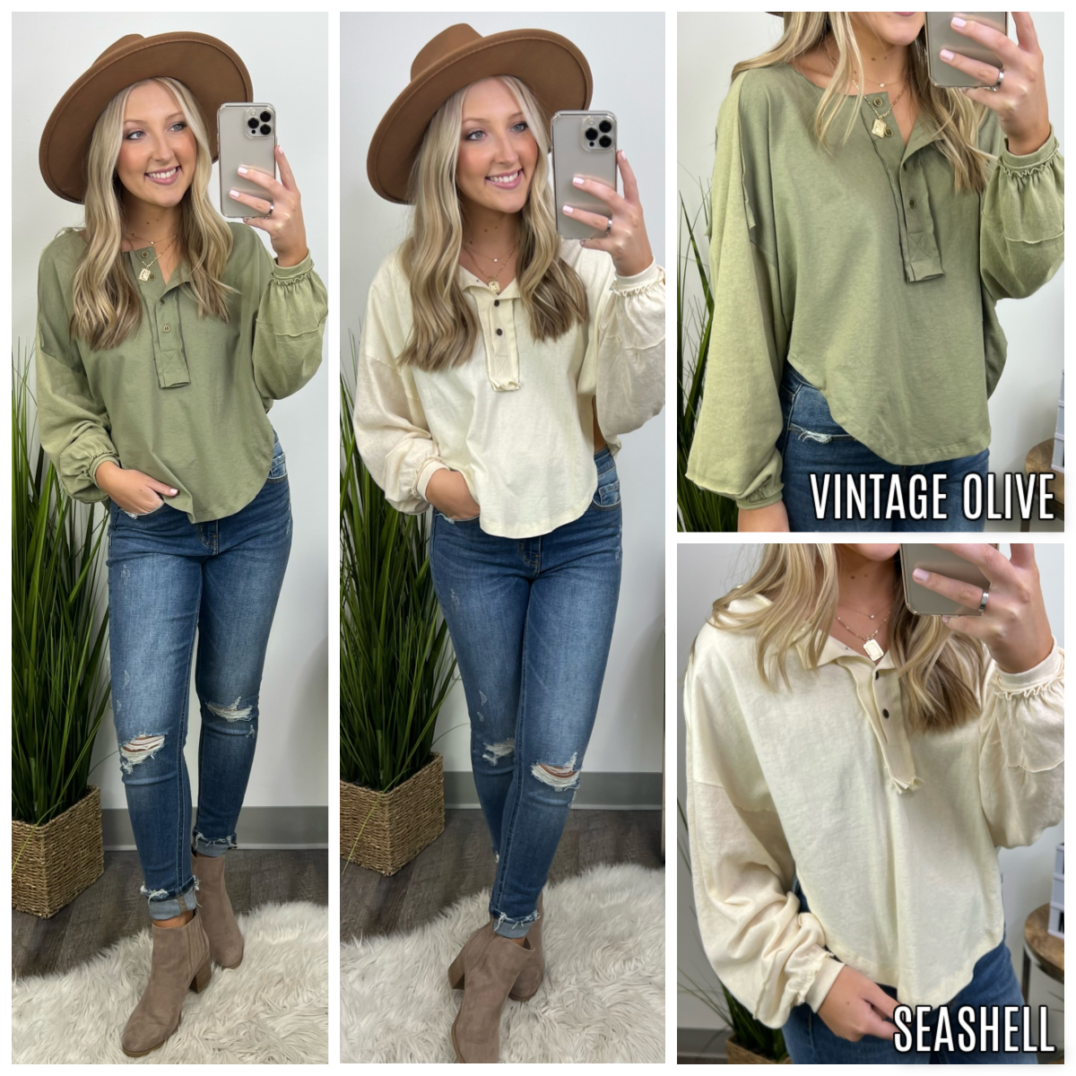  Tobia Button Detail Boho Top - Madison and Mallory