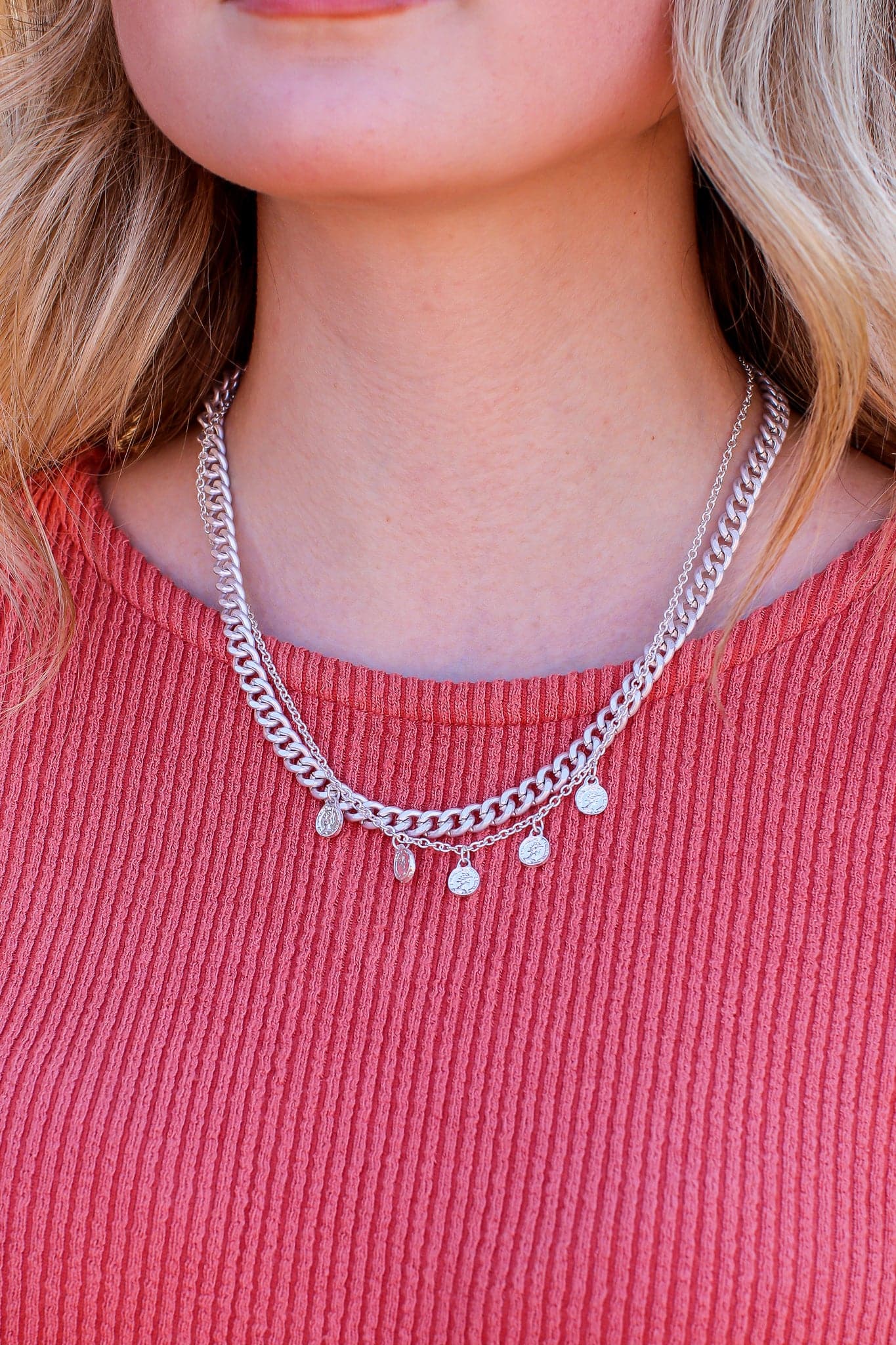 Silver Tomar Layered Coin Chain Necklace - Madison and Mallory