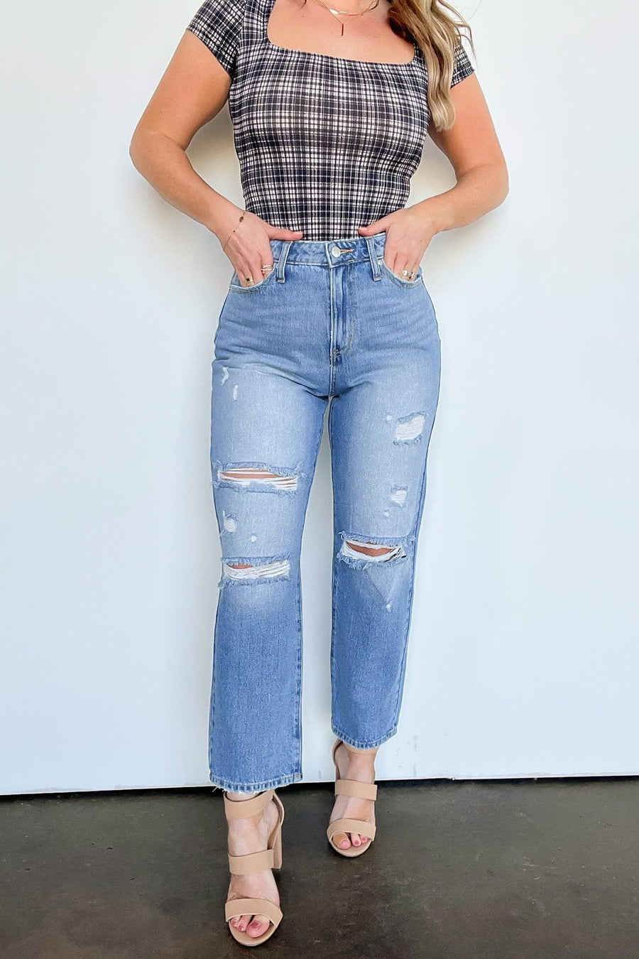 25 / Light Tracilynn Distressed Mom Jeans | BACK IN STOCK - Madison and Mallory
