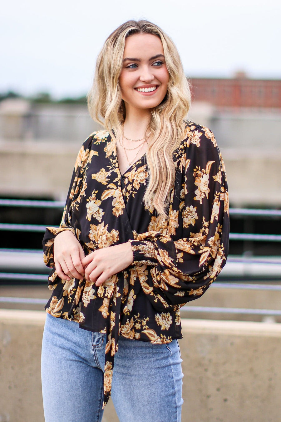 S / Black Truly Lovely Floral Peplum Top - FINAL SALE - Madison and Mallory