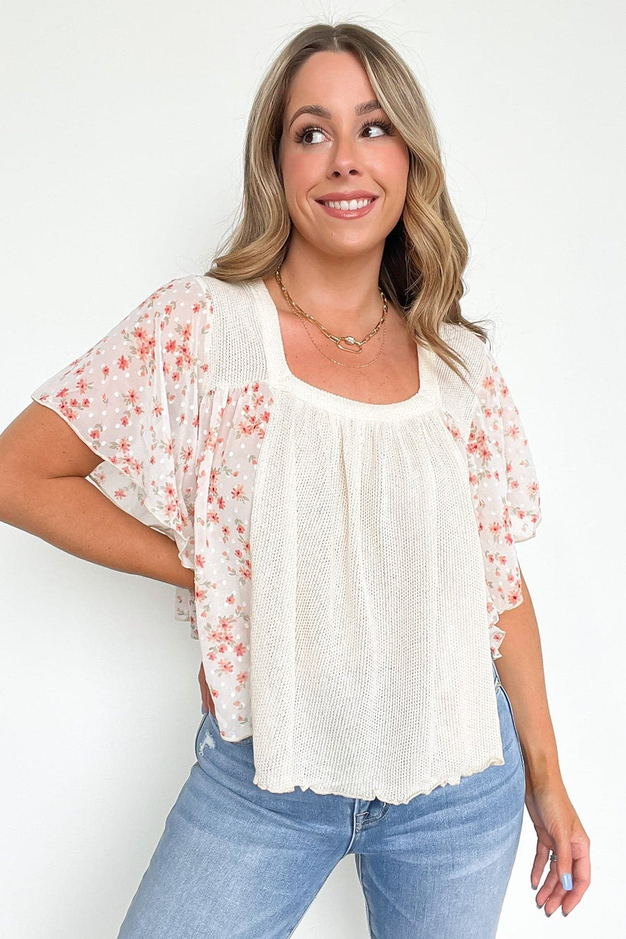 S / Light Taupe Truly Thriving Floral Flowy Top - Madison and Mallory