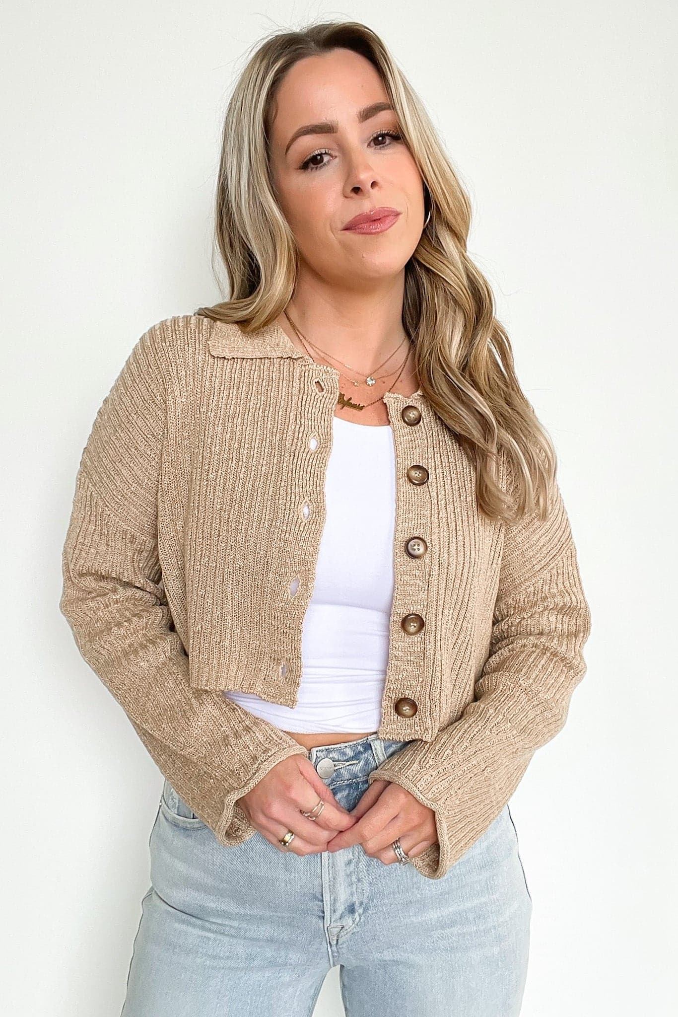  Truro Slouchy Cropped Button Down Cardigan - FINAL SALE - Madison and Mallory