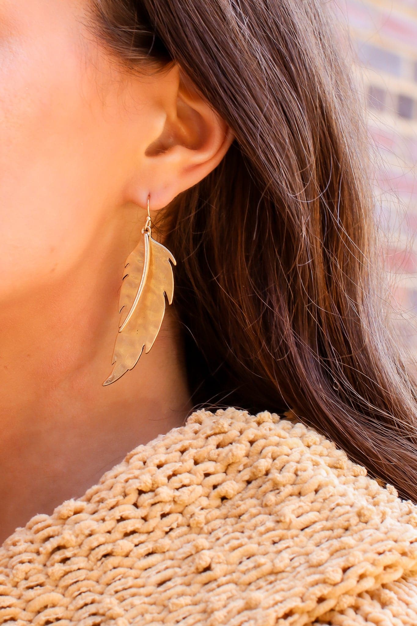Gold Valletta Feather Drop Earrings - Madison and Mallory