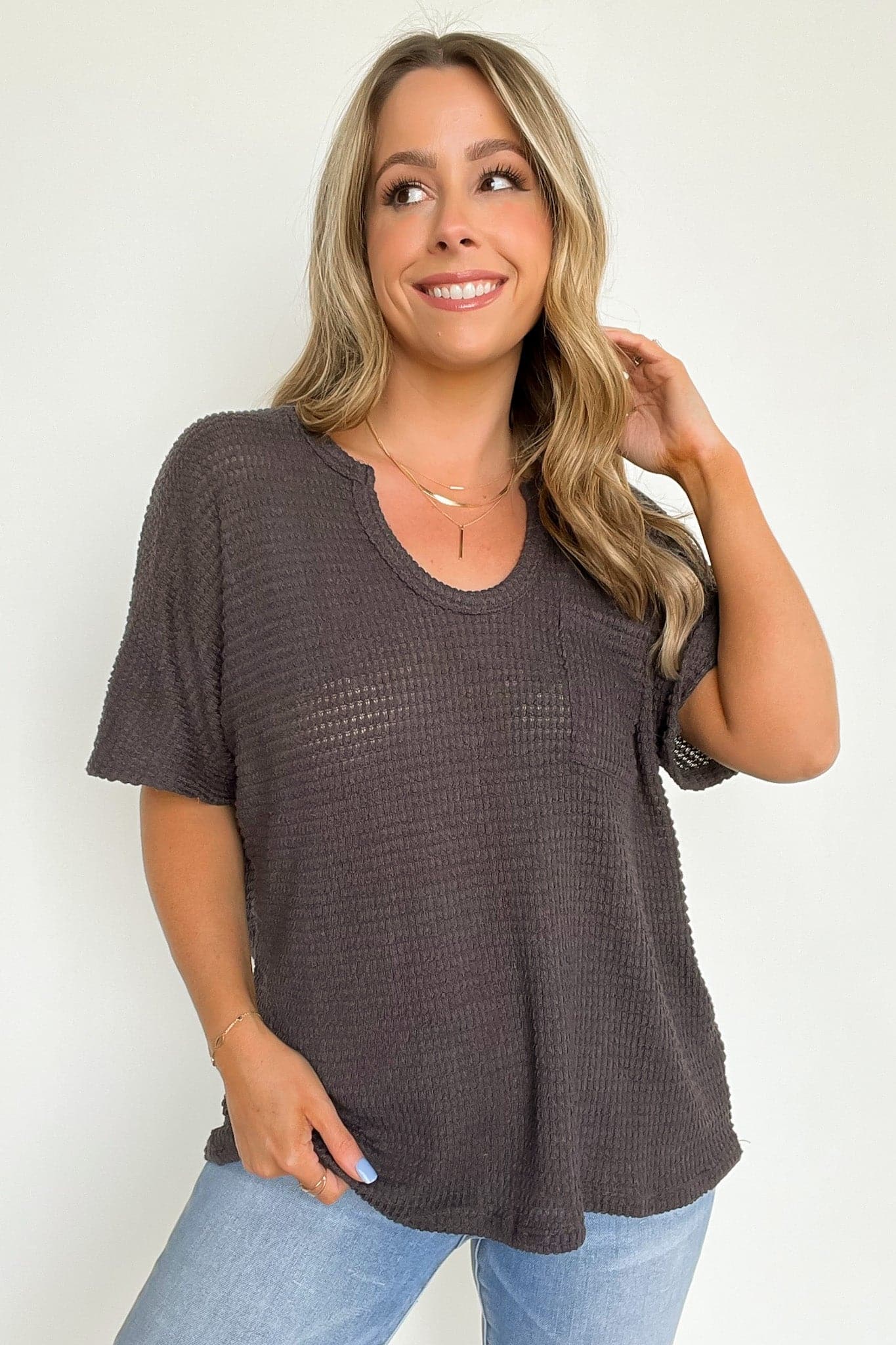 Varnie Knit U-Neck Pocket Top - FINAL SALE - Madison and Mallory