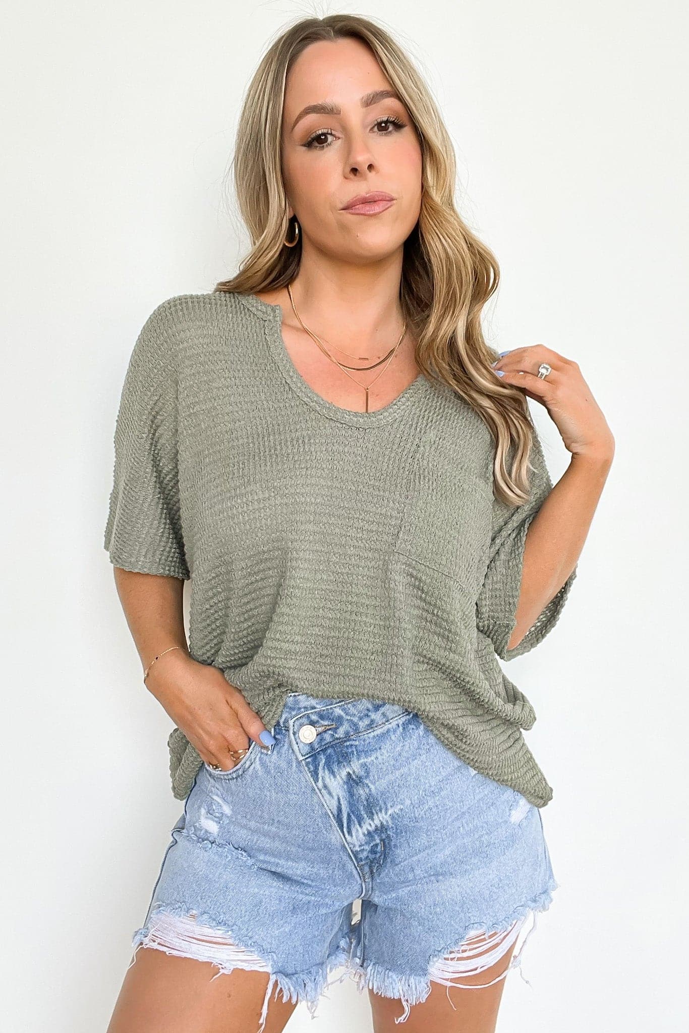 Varnie Knit U-Neck Pocket Top - FINAL SALE - Madison and Mallory