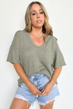 Varnie Knit U-Neck Pocket Top - FINAL SALE - Madison and Mallory